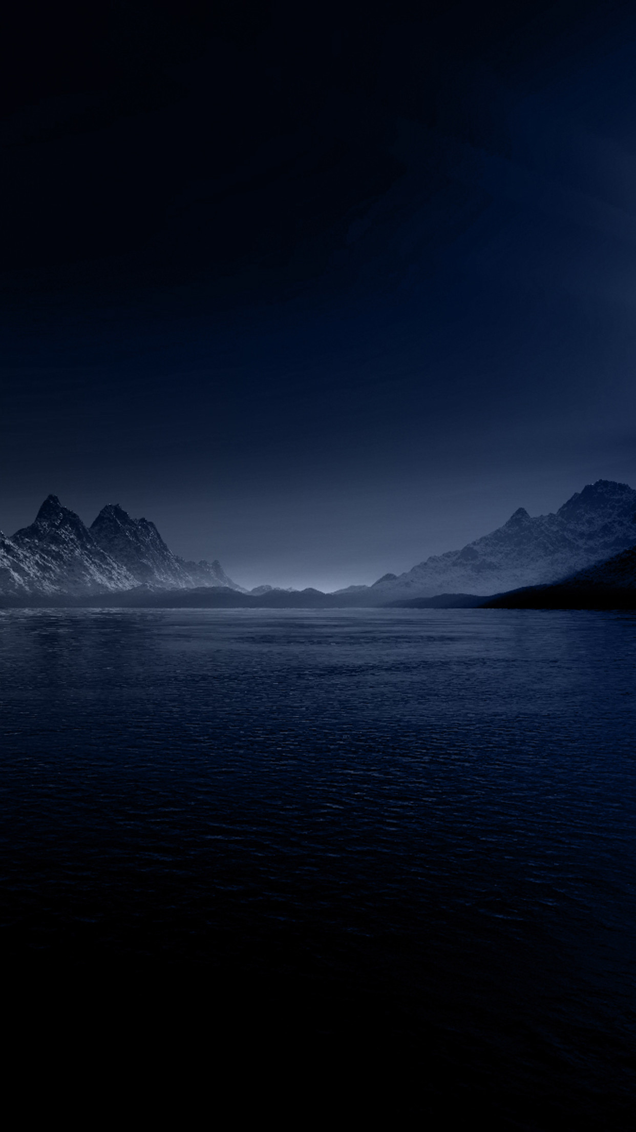 Lago, Montagne, Notte, Blu scuro, sfondo Full HD per smartphone
