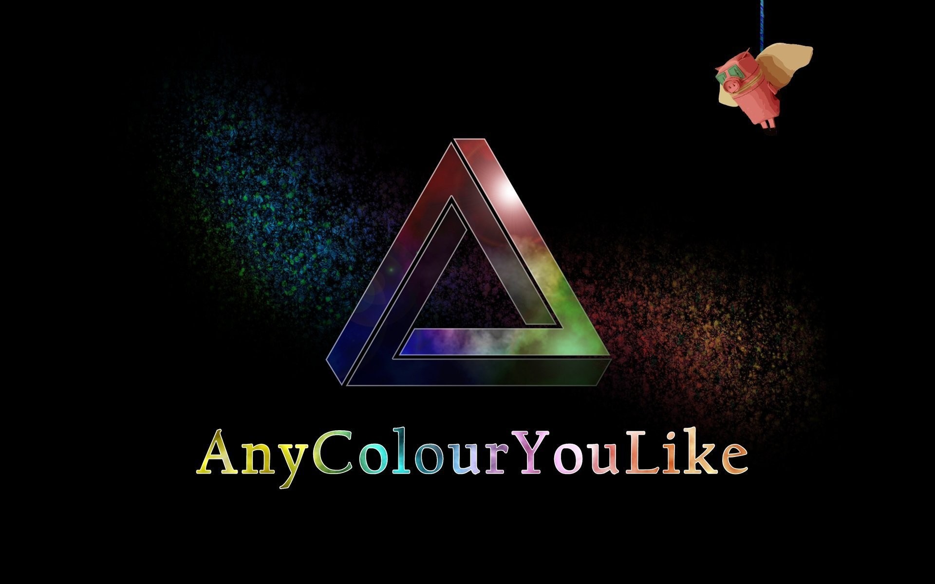 Pink Floyd, Any Colour You Like, Triangolo di Penrose, Maiale volante, Sfondo nero, wallpaper desktop
