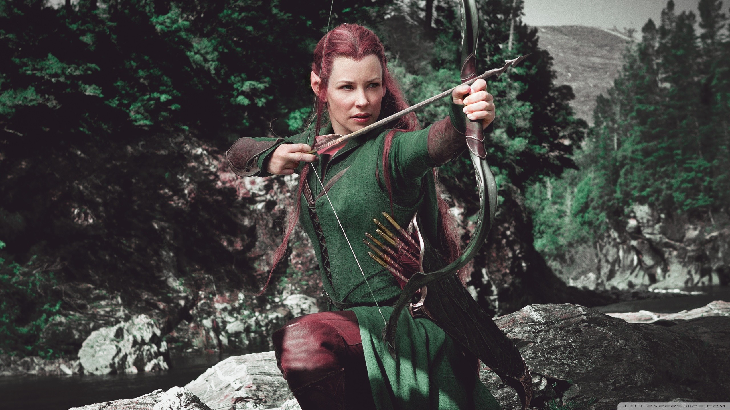 Tauriel, Evangeline Lilly, Arco, Lo Hobbit, 2K, sfondo per portatile