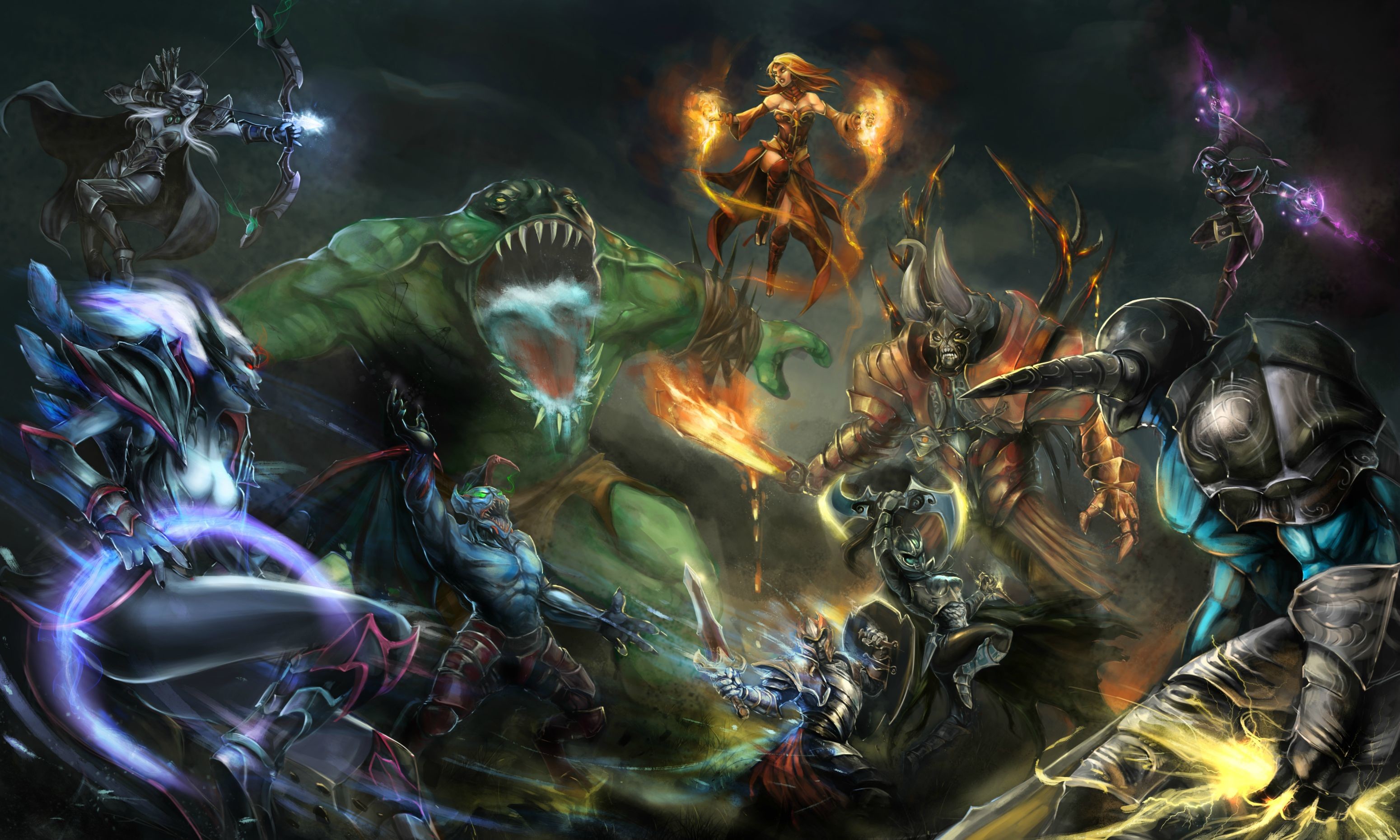 Dota 2, Tidehunter, Eroi, Battaglia, 2K, sfondo per portatile