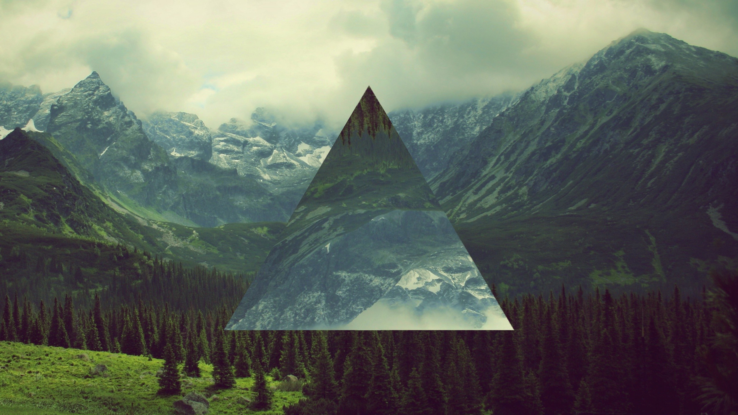 Triangolo, Montagne, Foresta, Hipster, 2K 1440p, sfondo desktop