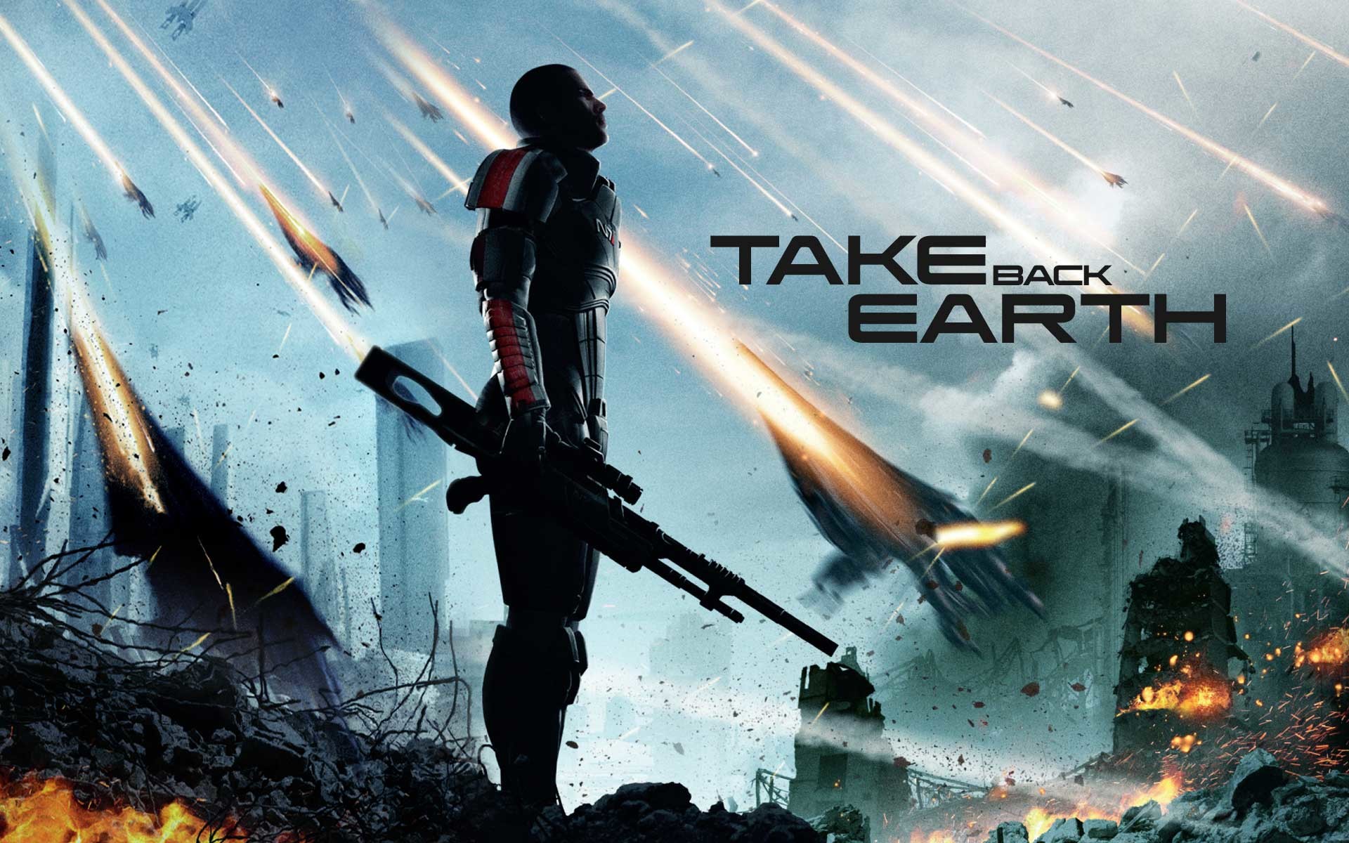 Comandante Shepard, Take Back Earth, Mass Effect 3, Mass Effect, Invasione, sfondo 1920x1200 per PC