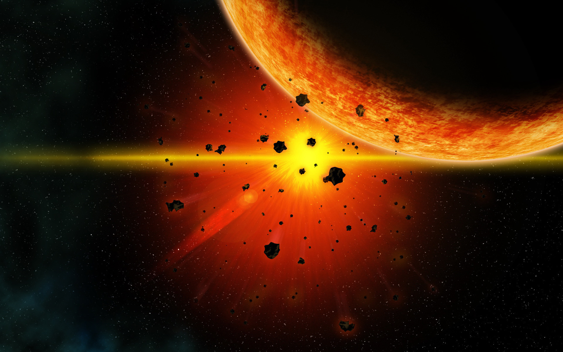 Pianeta, Asteroidi, Esplosione, Spazio, Full HD, wallpaper desktop