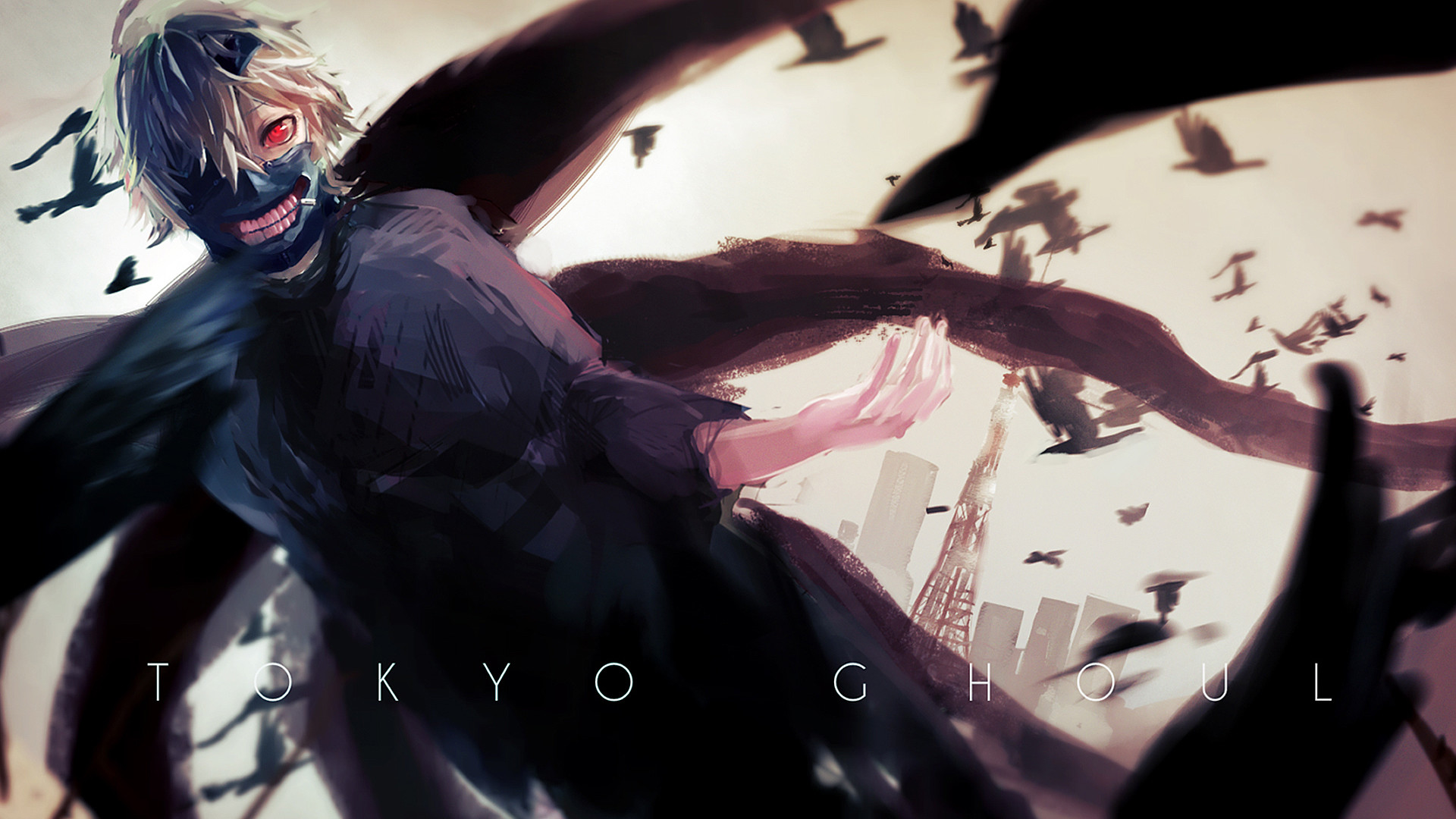 Ken Kaneki, Tokyo Ghoul, Kagune, Corvi, Full HD, sfondo per PC