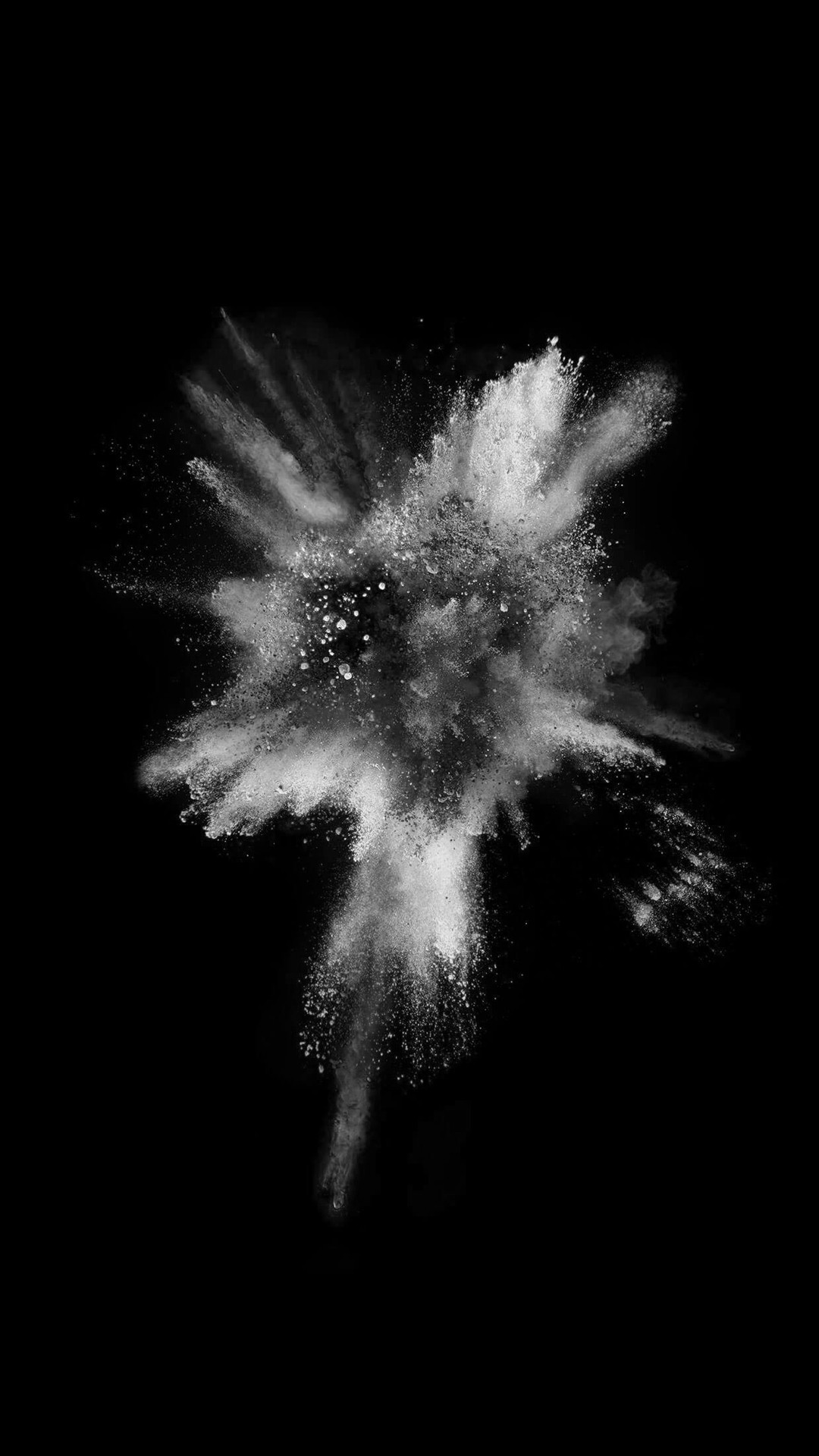 Esplosione di polvere, Bianco e nero, Sfondo nero, schermata Home iPhone 7