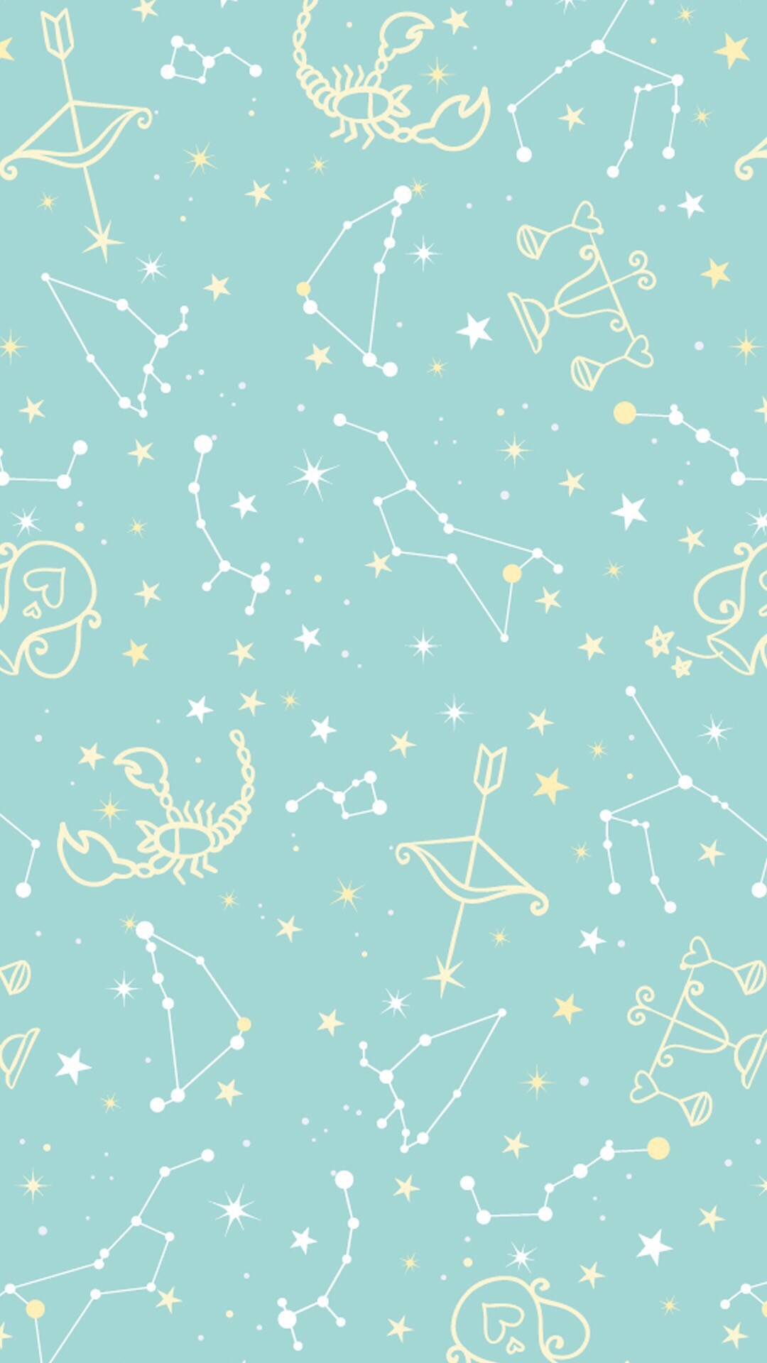 Costellazioni, Zodiaco, Sfondo azzurro, Disegno, Full HD, wallpaper per smartphone