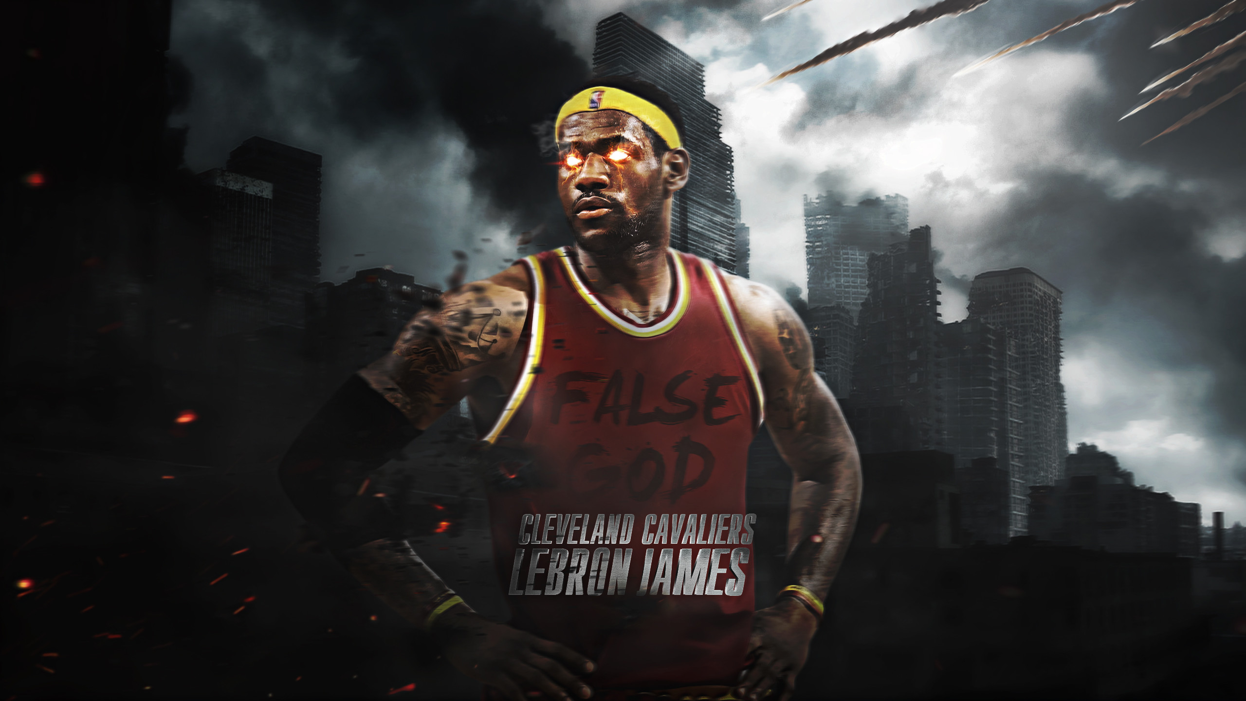 LeBron James, Cleveland Cavaliers, Città, Nuvole scure, 16:9 2K, sfondo widescreen