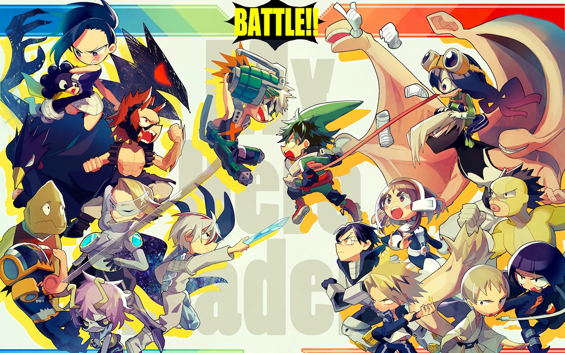 Classe 1-A, My Hero Academia, Battle, Colorato, Fan art, 1920x1200, sfondo per PC