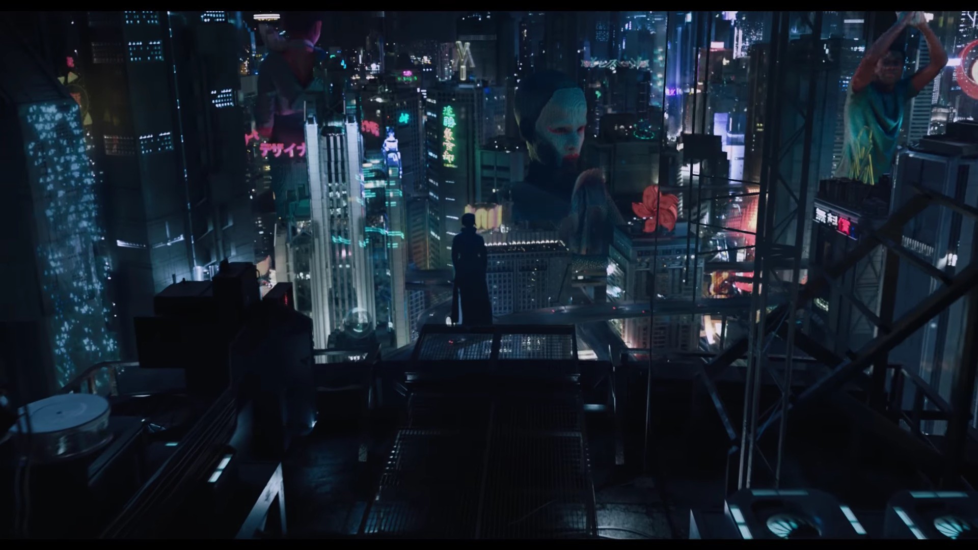 Ghost in the Shell (2017), Città cyberpunk, Notte, 1920x1080, immagine di sfondo