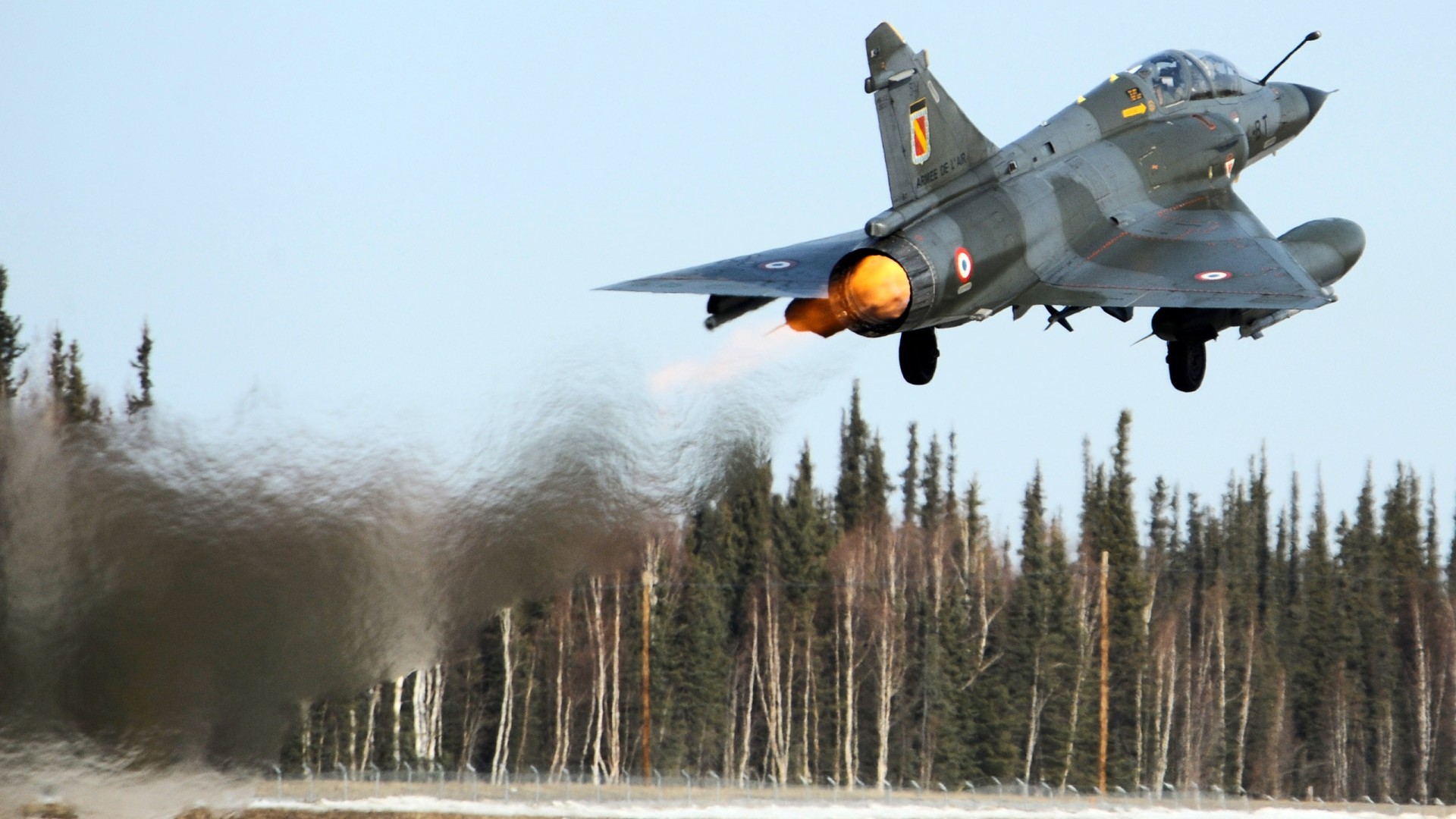 Dassault Mirage 2000, Postbruciatore, Foresta, Caccia, 1920x1080, sfondo per PC