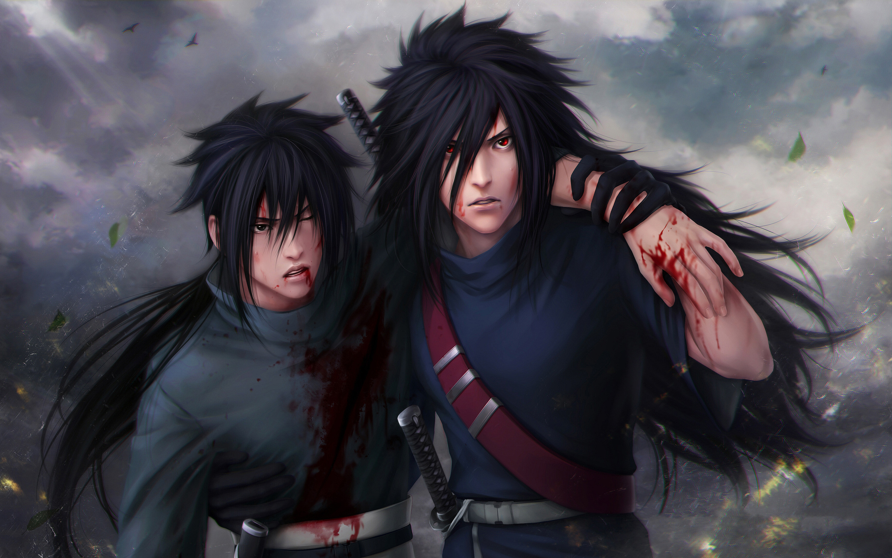 Madara Uchiha, Izuna Uchiha, Naruto Shippuden, Ferito, 2K, sfondo per PC