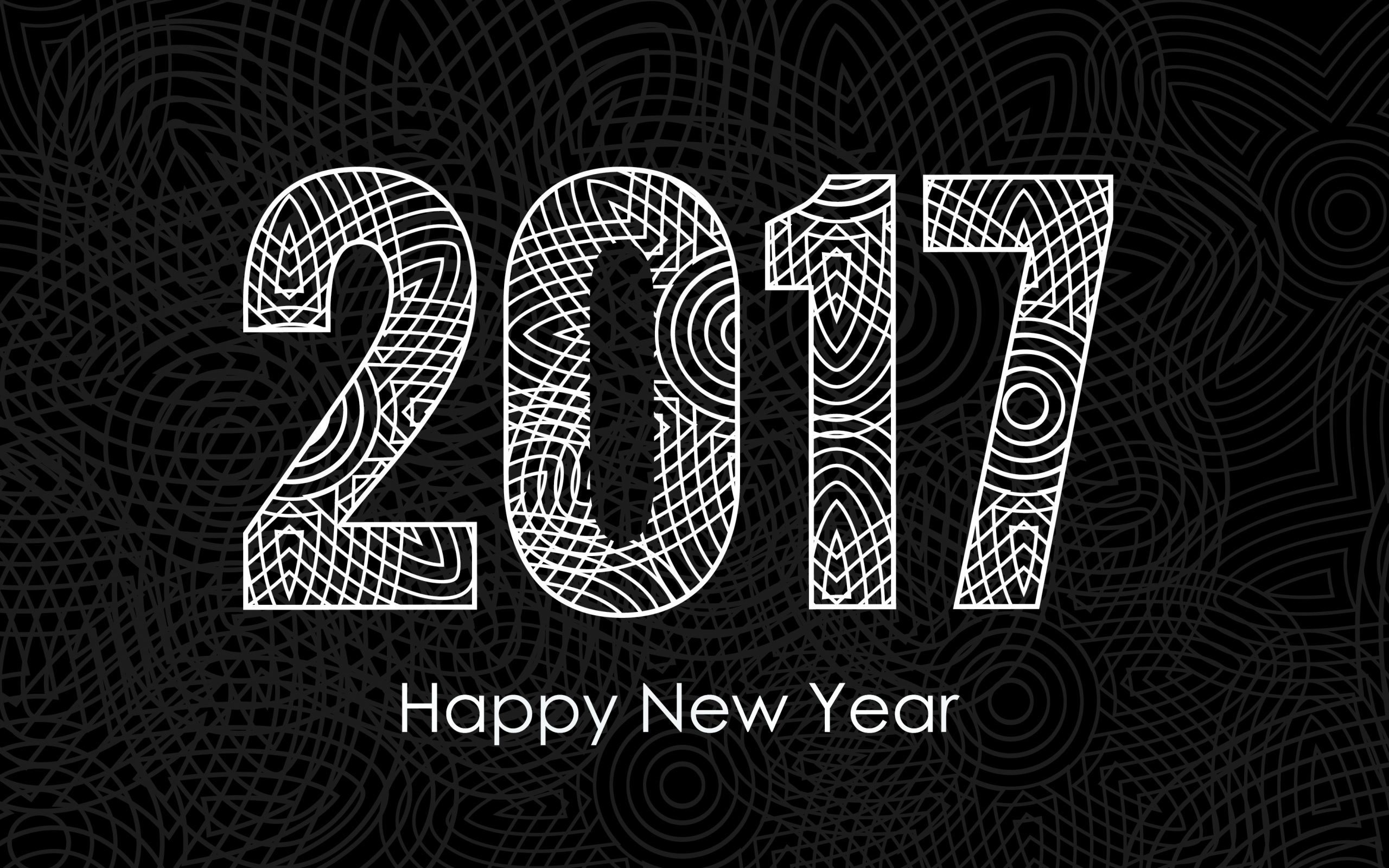 Felice anno nuovo 2017, 2017, Capodanno, Sfondo nero, 2K, wallpaper per PC