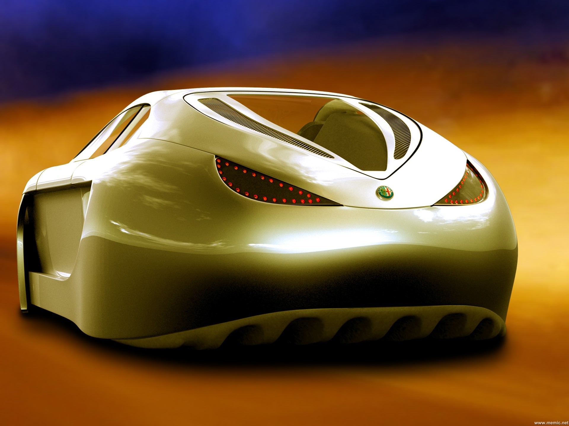 Alfa Romeo Diva, Concept car, Oro, Digital art, Full HD, wallpaper per tablet