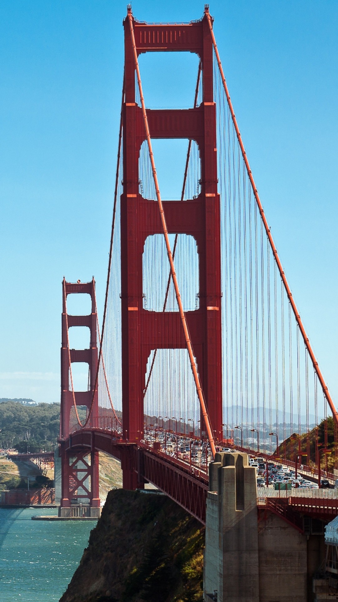 Golden Gate Bridge, San Francisco, Cielo azzurro, Torre, Full HD, sfondo per iPhone e Android