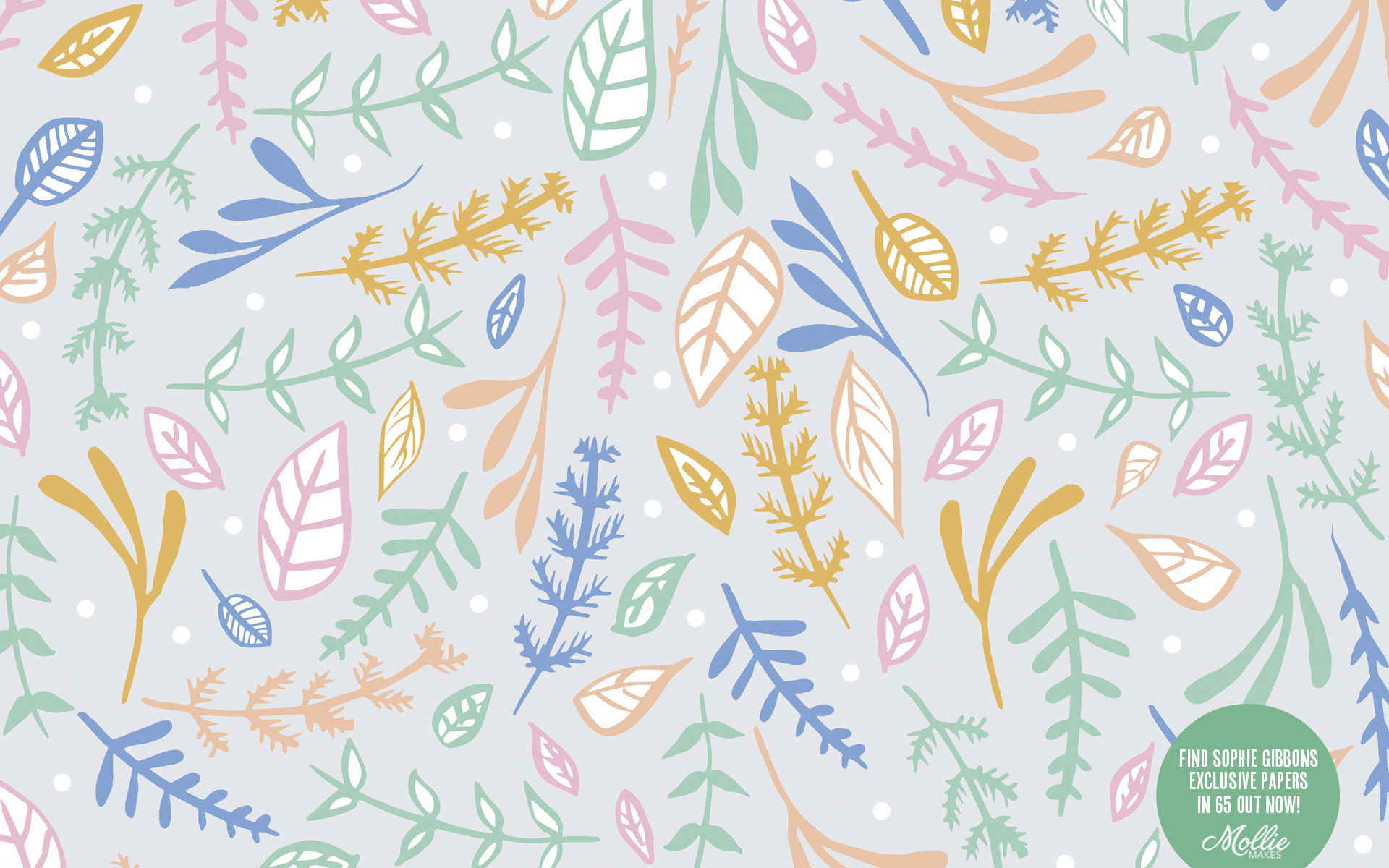 Foglie, Motivo floreale, Illustrazione, Colori pastello, Full HD, sfondo desktop