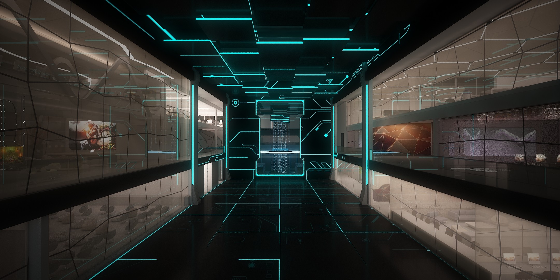 Corridoio futuristico, Neon, Interno, Full HD, sfondo per PC