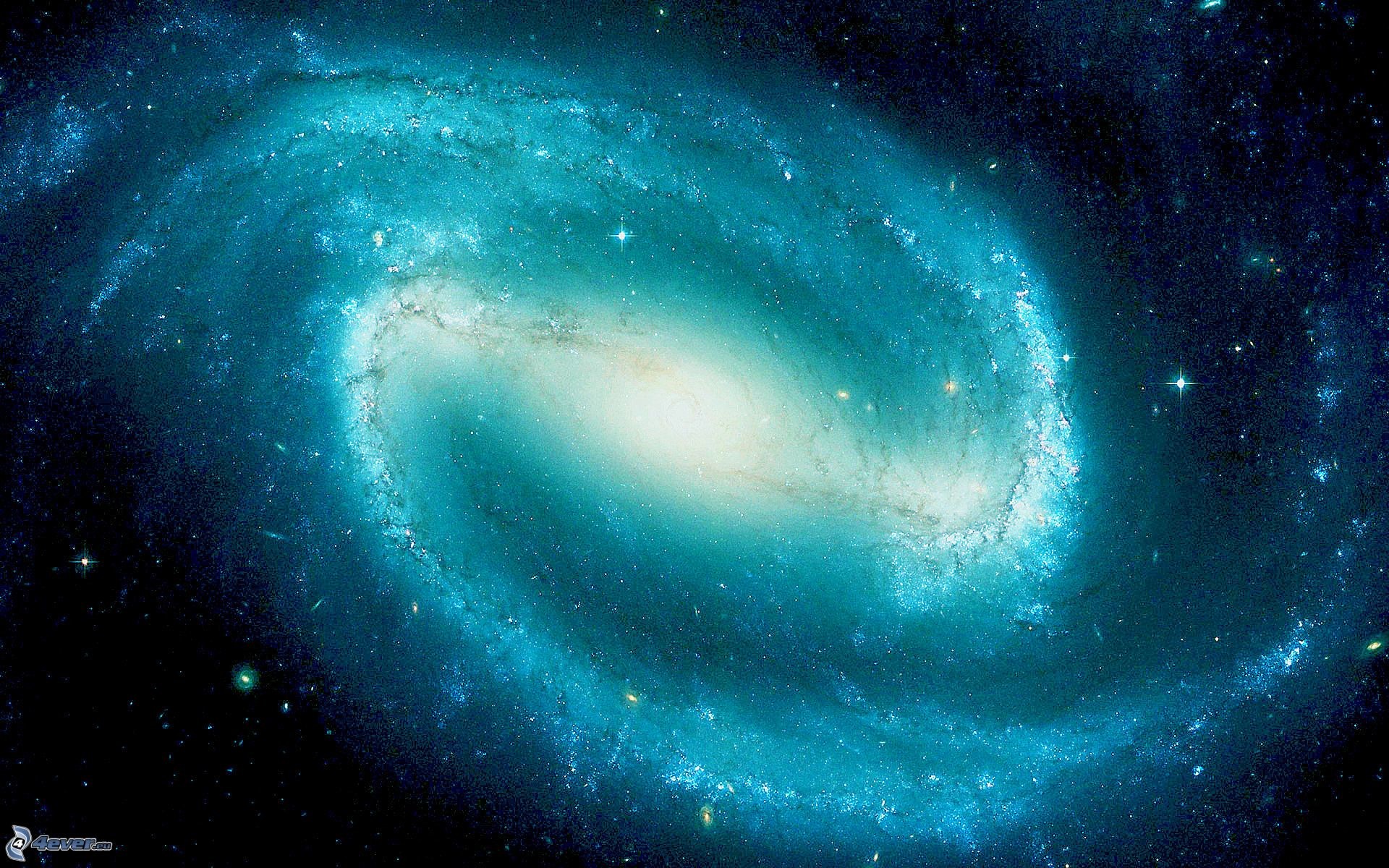 Galassia a spirale barrata, Galassia, Turchese, Spazio profondo, sfondo Full HD per PC