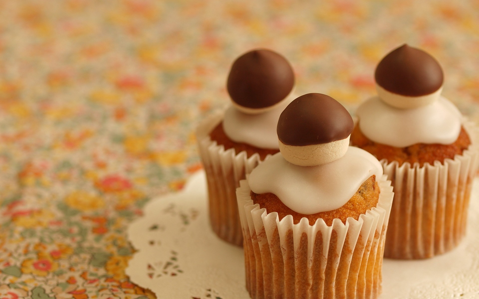 Muffin, Funghetti di cioccolato, Glassa, Dolci, 16:10 Full HD, sfondo widescreen
