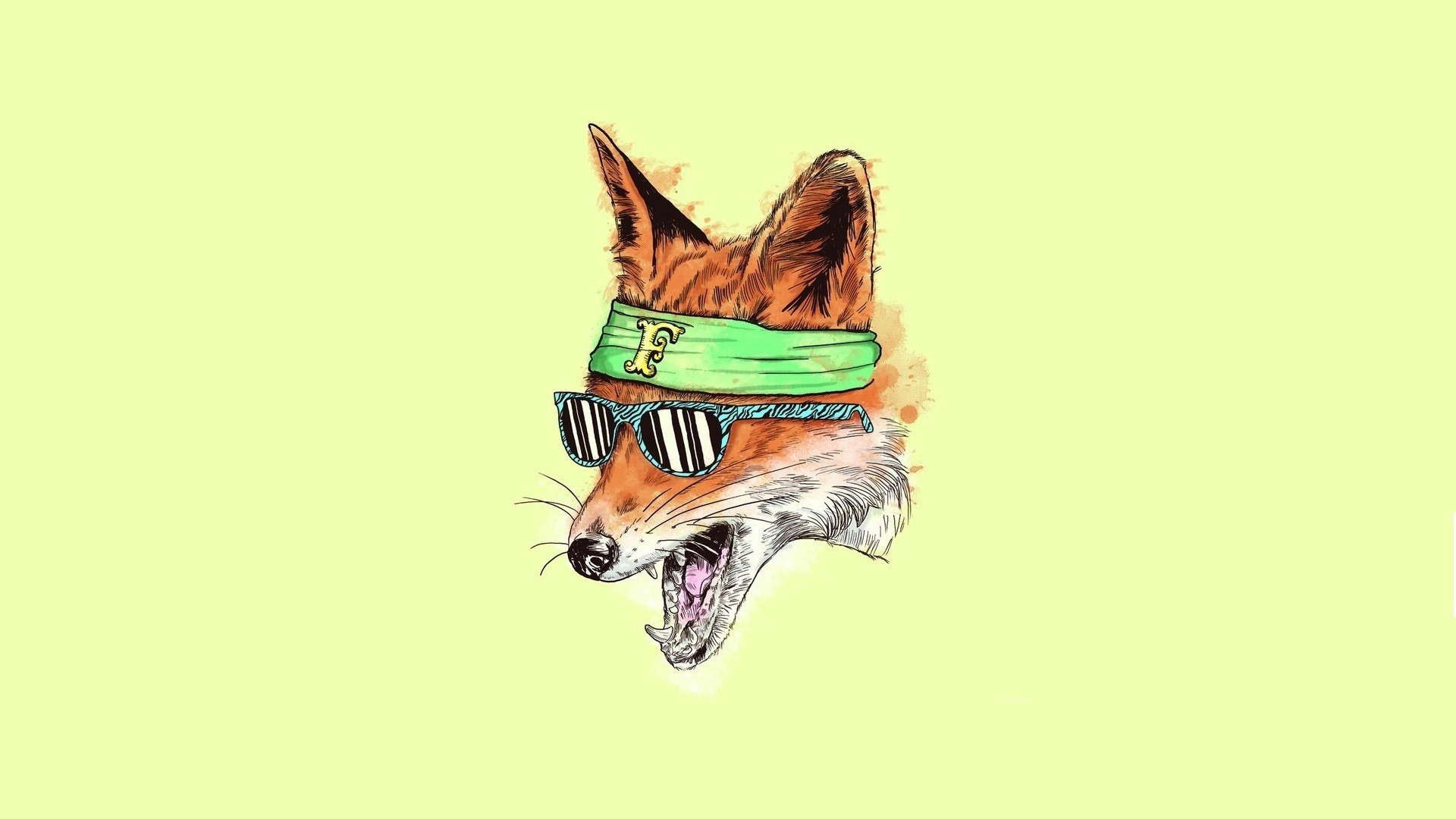 Volpe, Occhiali da sole, Fascia, Illustrazione, 1920x1080, wallpaper desktop