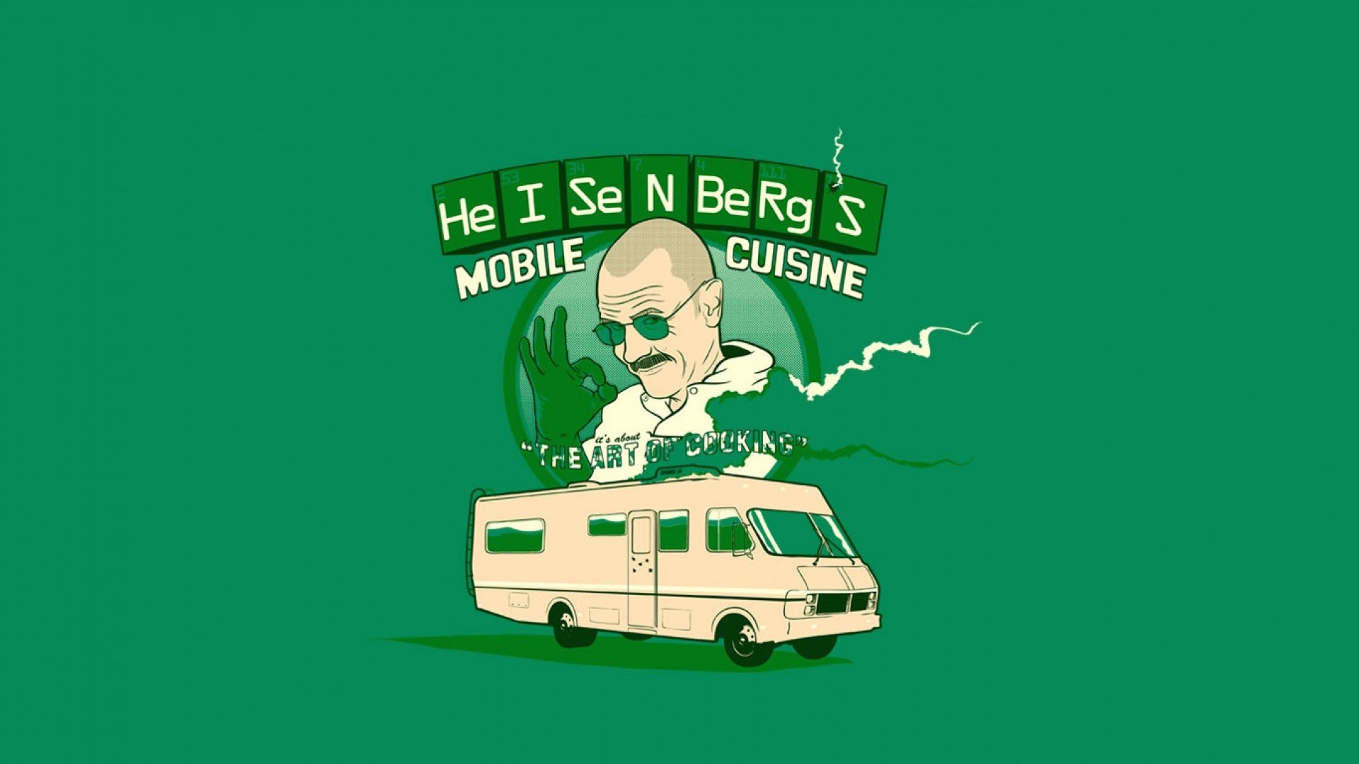 Heisenberg, Breaking Bad, Camper, Parodia, Sfondo verde, Full HD, wallpaper per PC