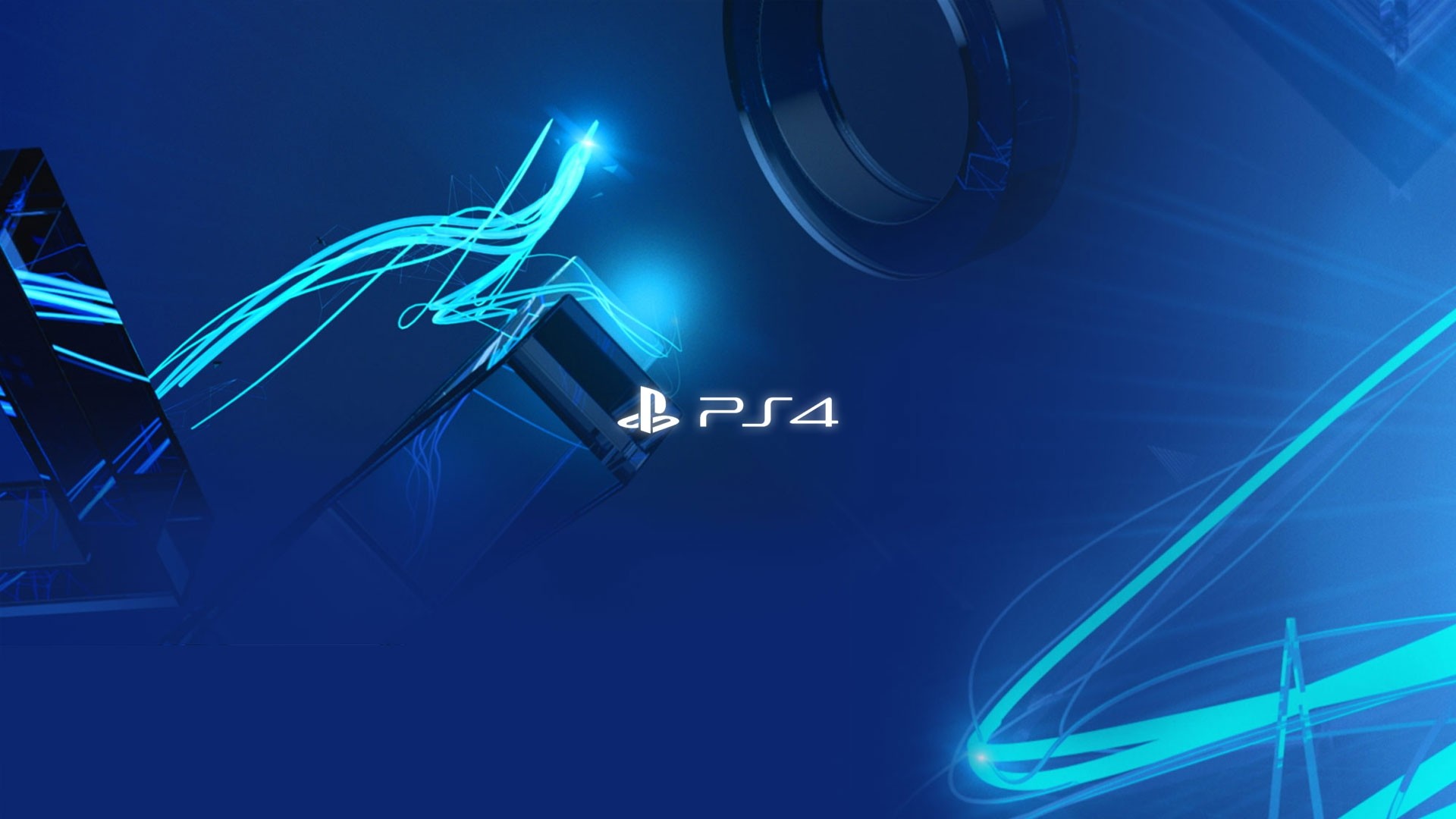 PlayStation 4, Logo, Onde di luce, Blu, Full HD, sfondo Windows 11