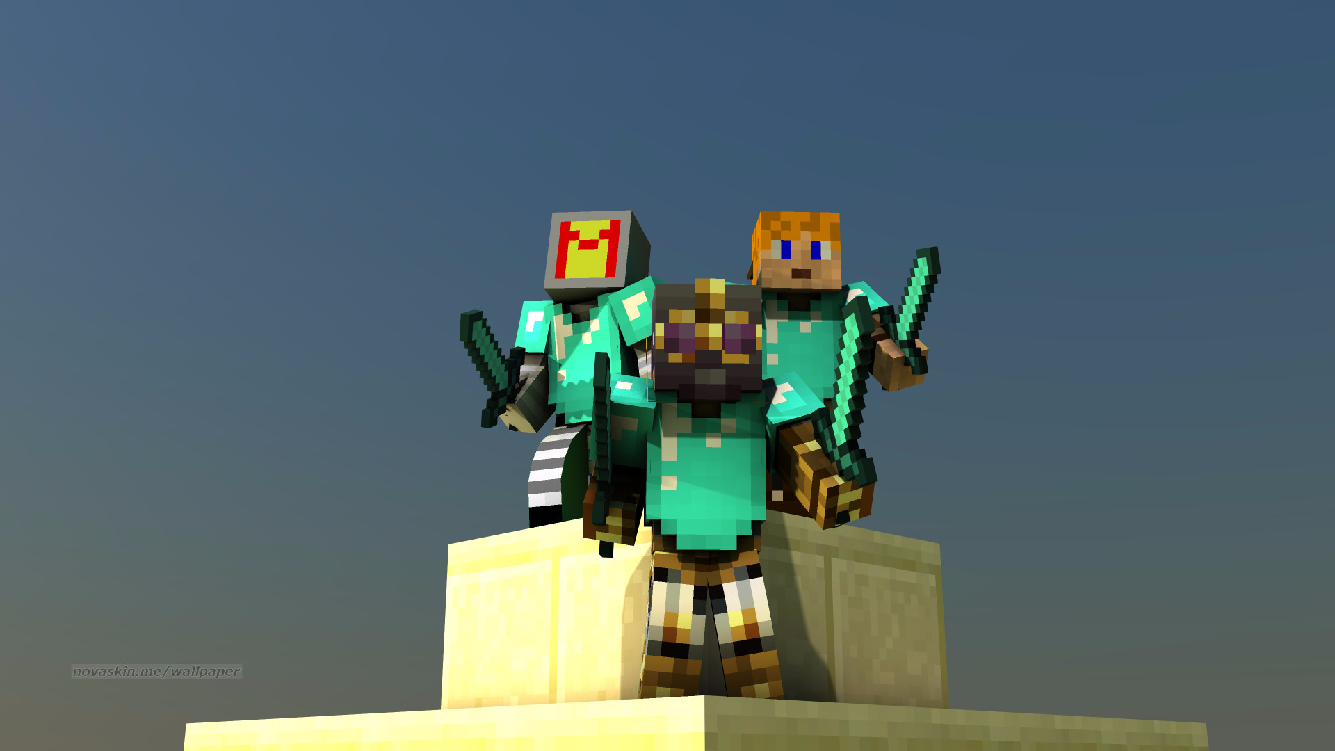 Minecraft, Novaskin, Armatura di diamante, Gruppo, 1920x1080, wallpaper desktop