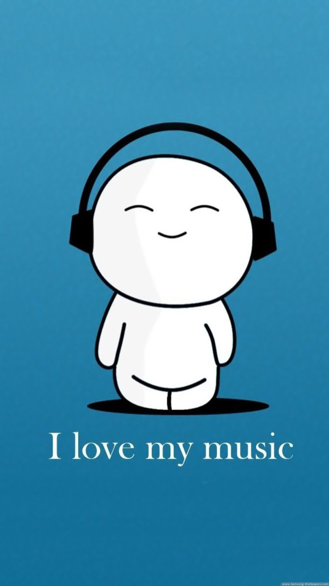 I love my music, Cuffie, Cartoon, Azzurro, Full HD, sfondo per smartphone