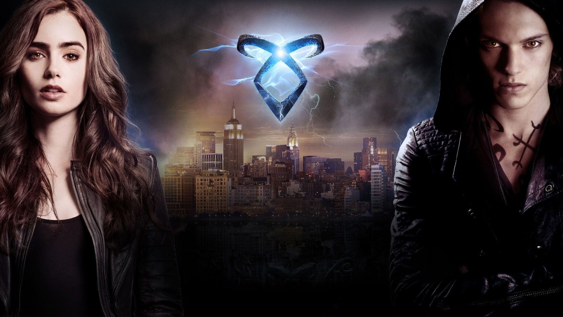 Shadowhunters: Città di ossa, Lily Collins, Jamie Campbell Bower, Clary Fray, Jace Wayland, Runa Angelica, New York, sfondo per PC