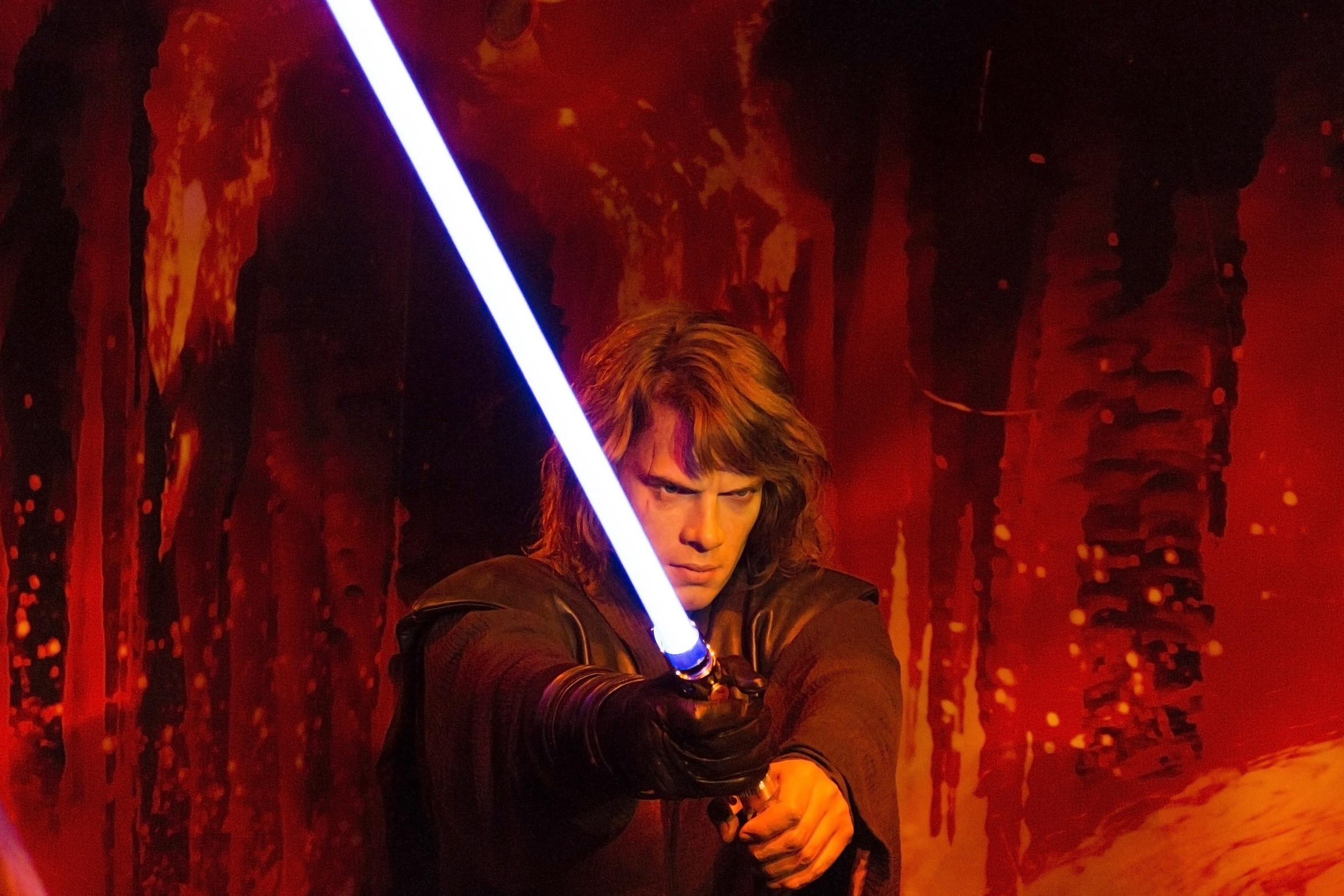 Anakin Skywalker, Hayden Christensen, Star Wars, Spada laser blu, Mustafar, sfondo per portatile