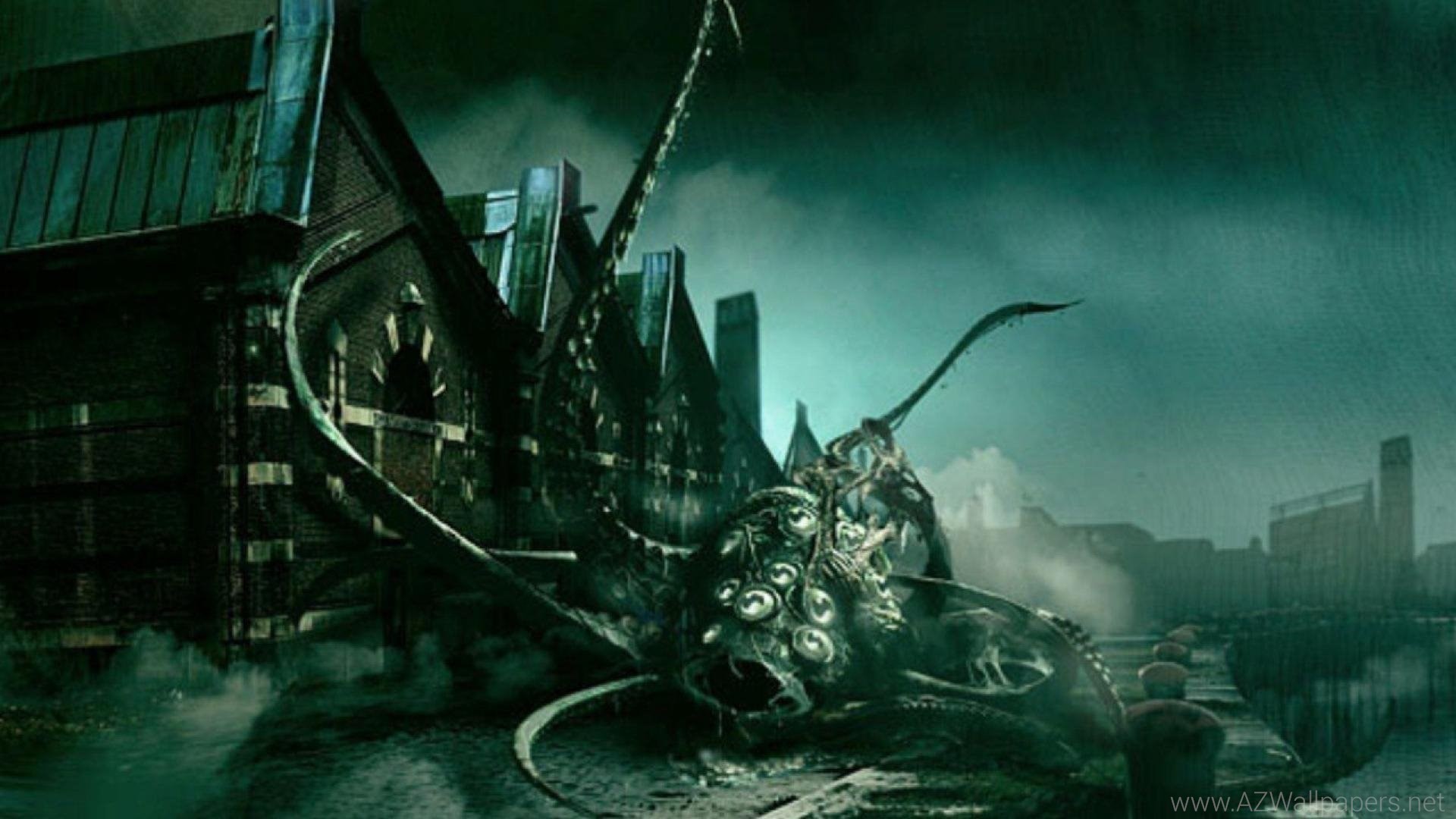 Innsmouth, Tentacoli, Creatura, Città, Full HD, sfondo per PC e portatile