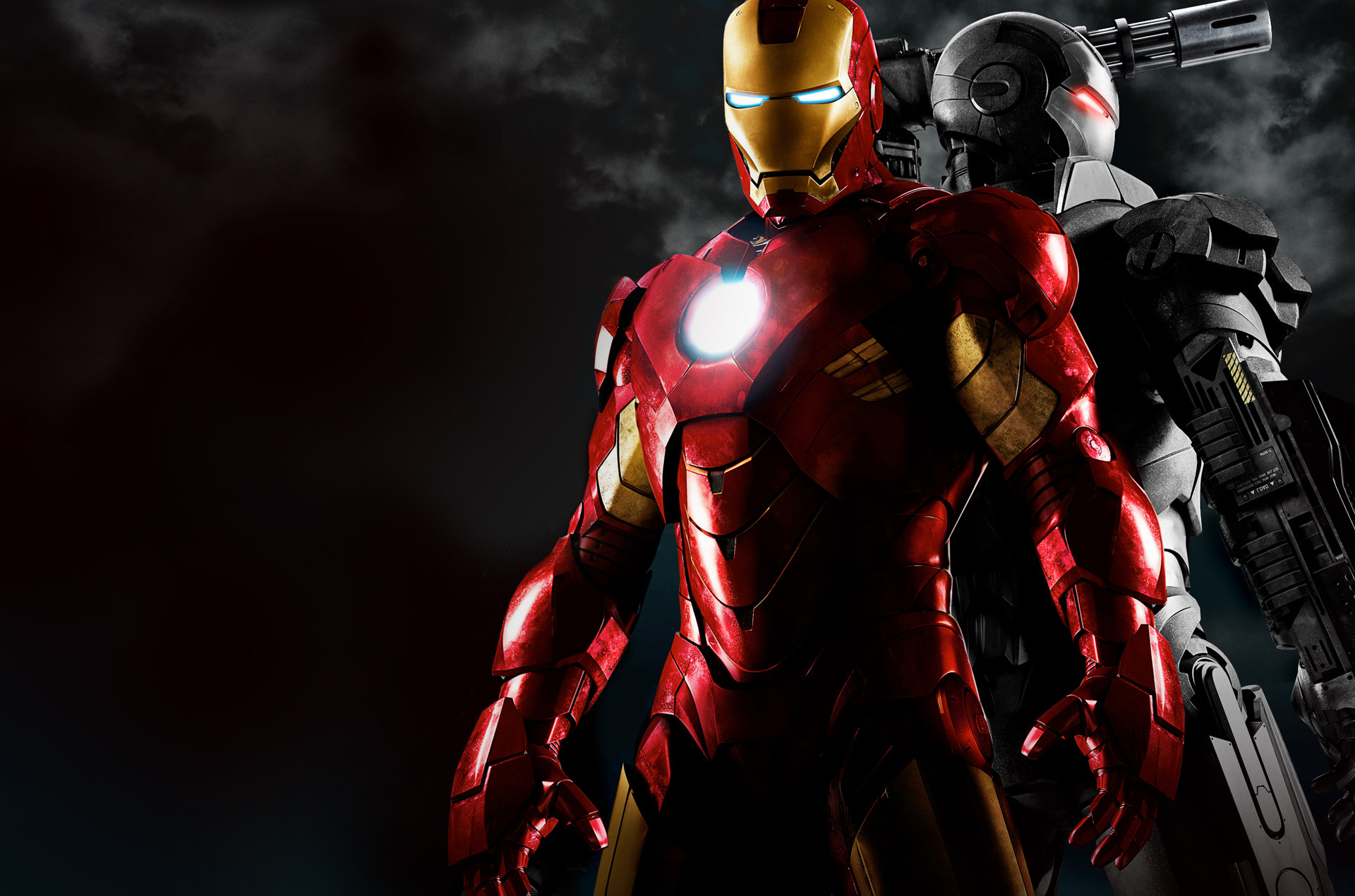Iron Man, War Machine, Iron Man 2, Sfondo nero, Full HD, wallpaper per PC