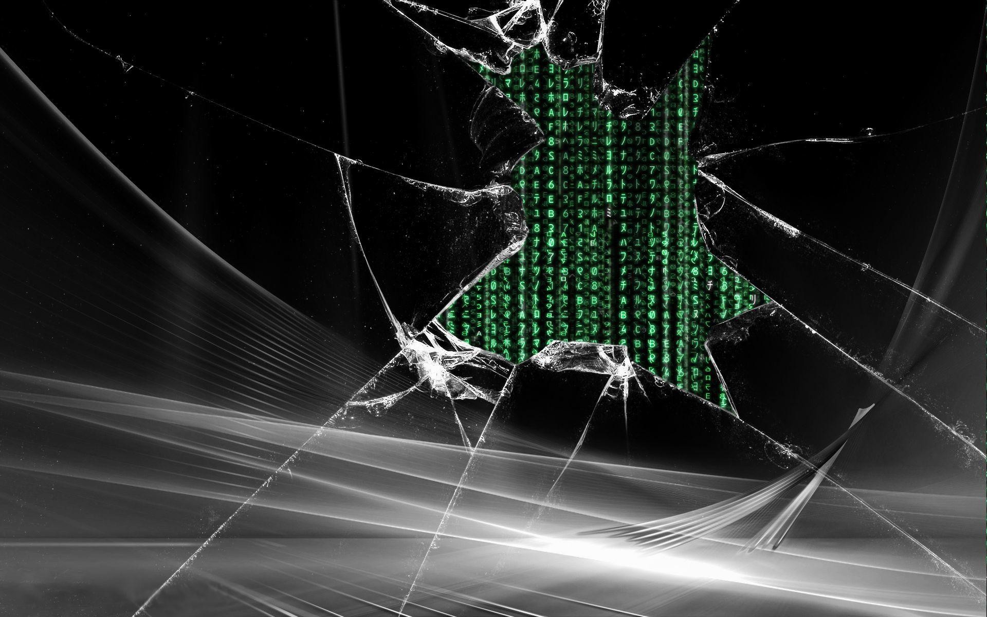 Matrix, Vetro rotto, Bianco e nero, 1920x1200, sfondo per PC