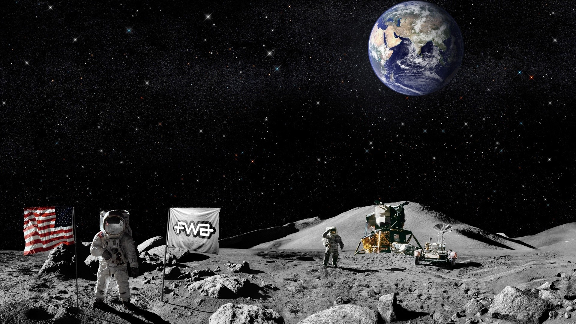 Allunaggio, Apollo, Astronauti, Terra, Luna, Full HD, sfondo per PC e portatile