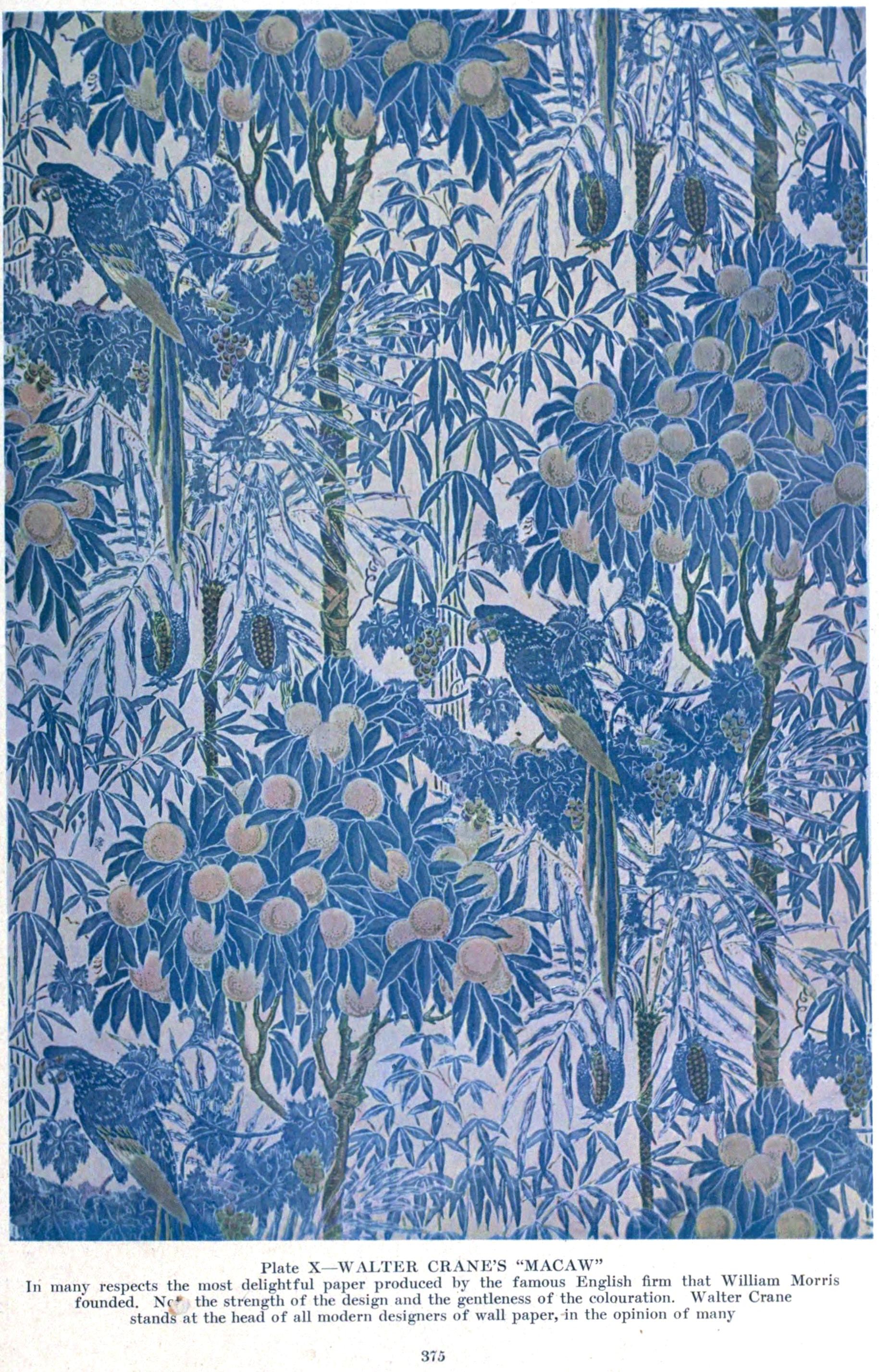 William Morris, Motivo botanico, Uccelli, Blu, QHD+, sfondo per smartphone