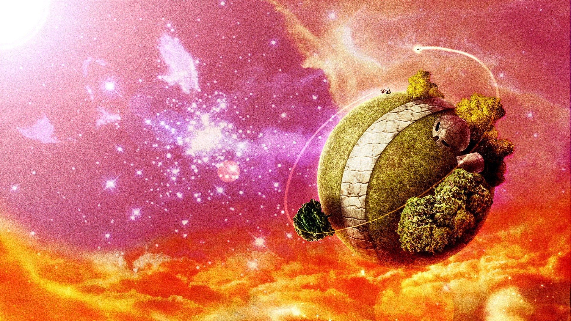 Pianeta di Re Kaioh, Dragon Ball Z, Spazio, Rosa, Full HD, sfondo Windows 11