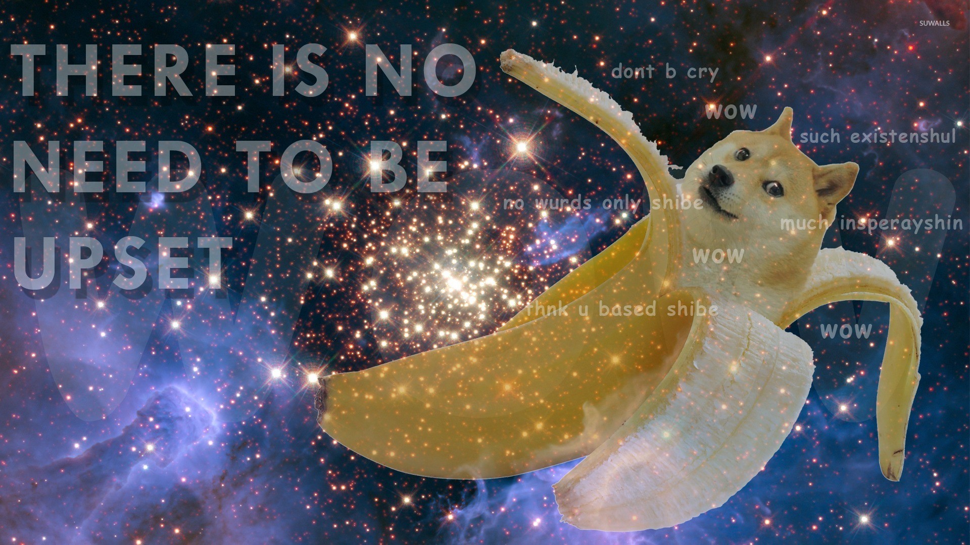 Doge, Banana, Galassia, Meme, Full HD, sfondo Windows 11