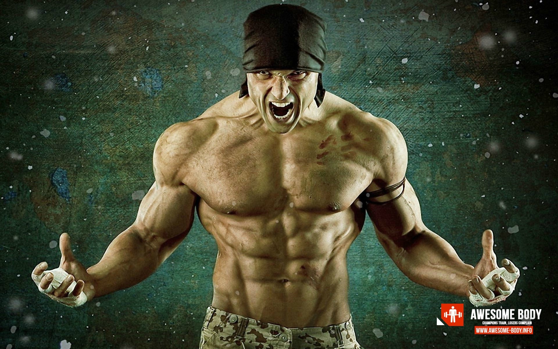 Culturista, Addominali, Urlo, Muscoli, 16:10 Full HD, sfondo widescreen