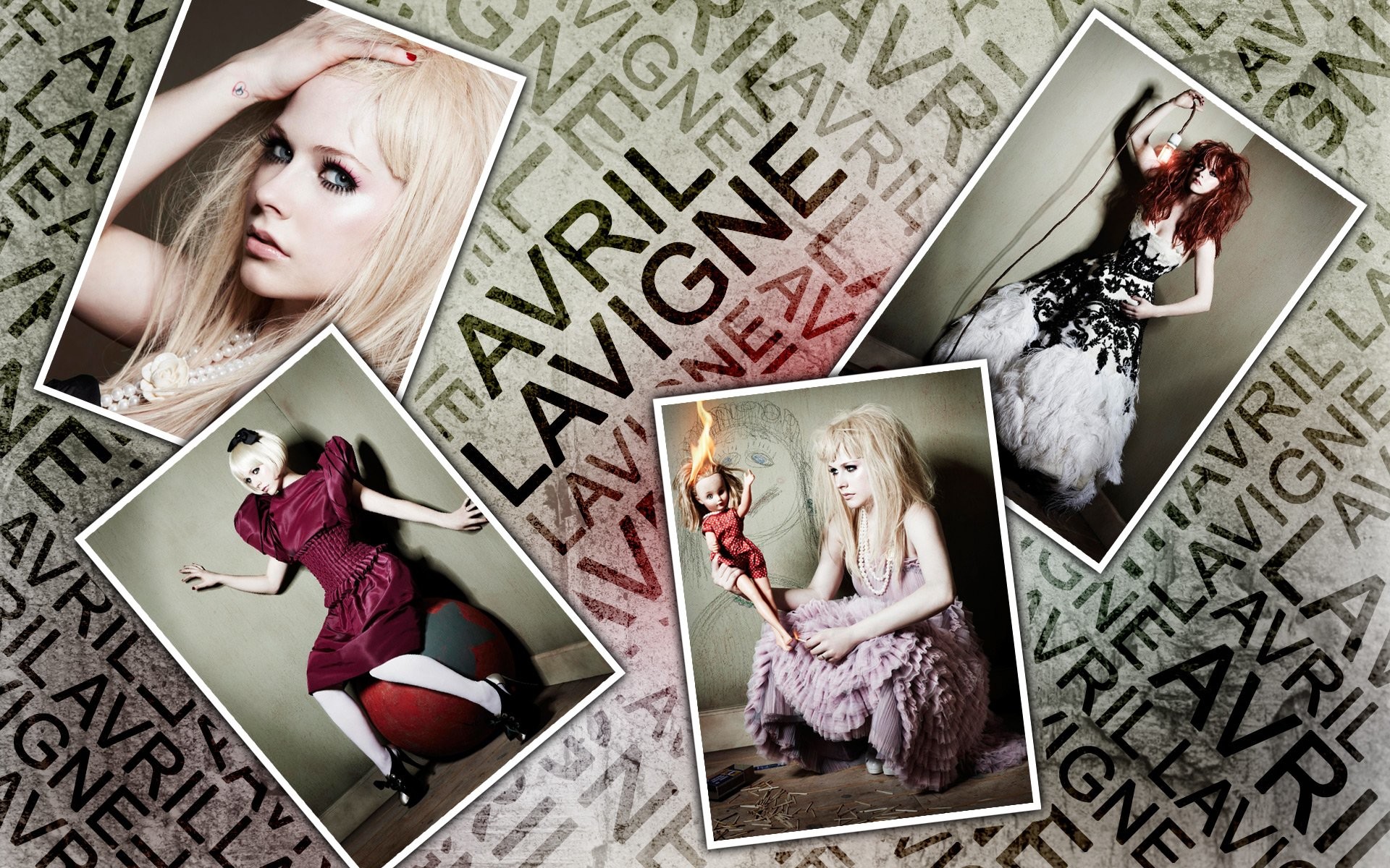 Avril Lavigne, Collage, Foto, Tipografia, Full HD, sfondo Windows 11