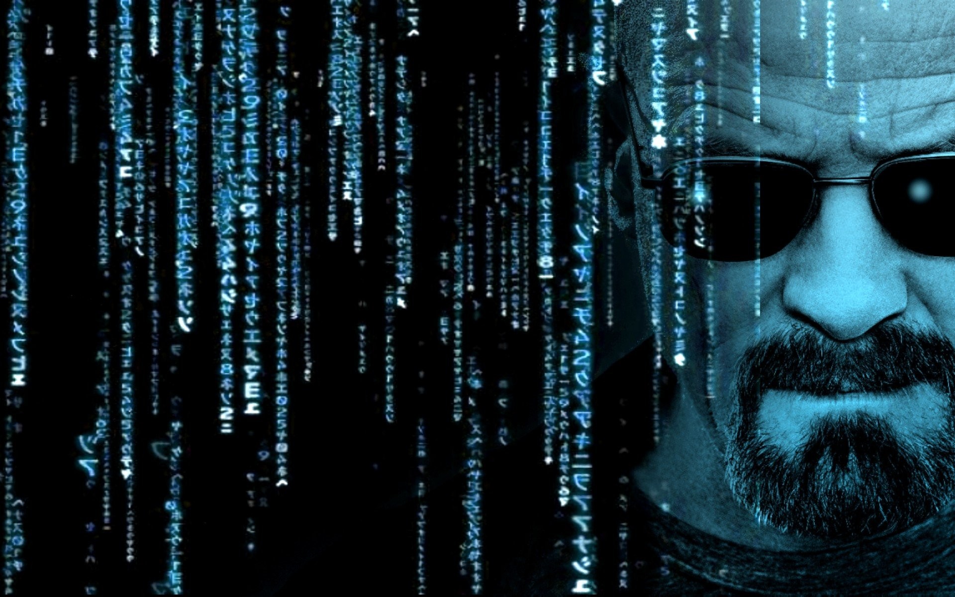 Walter White, Heisenberg, Breaking Bad, Codice Matrix, Occhiali da sole, Blu, sfondo per PC