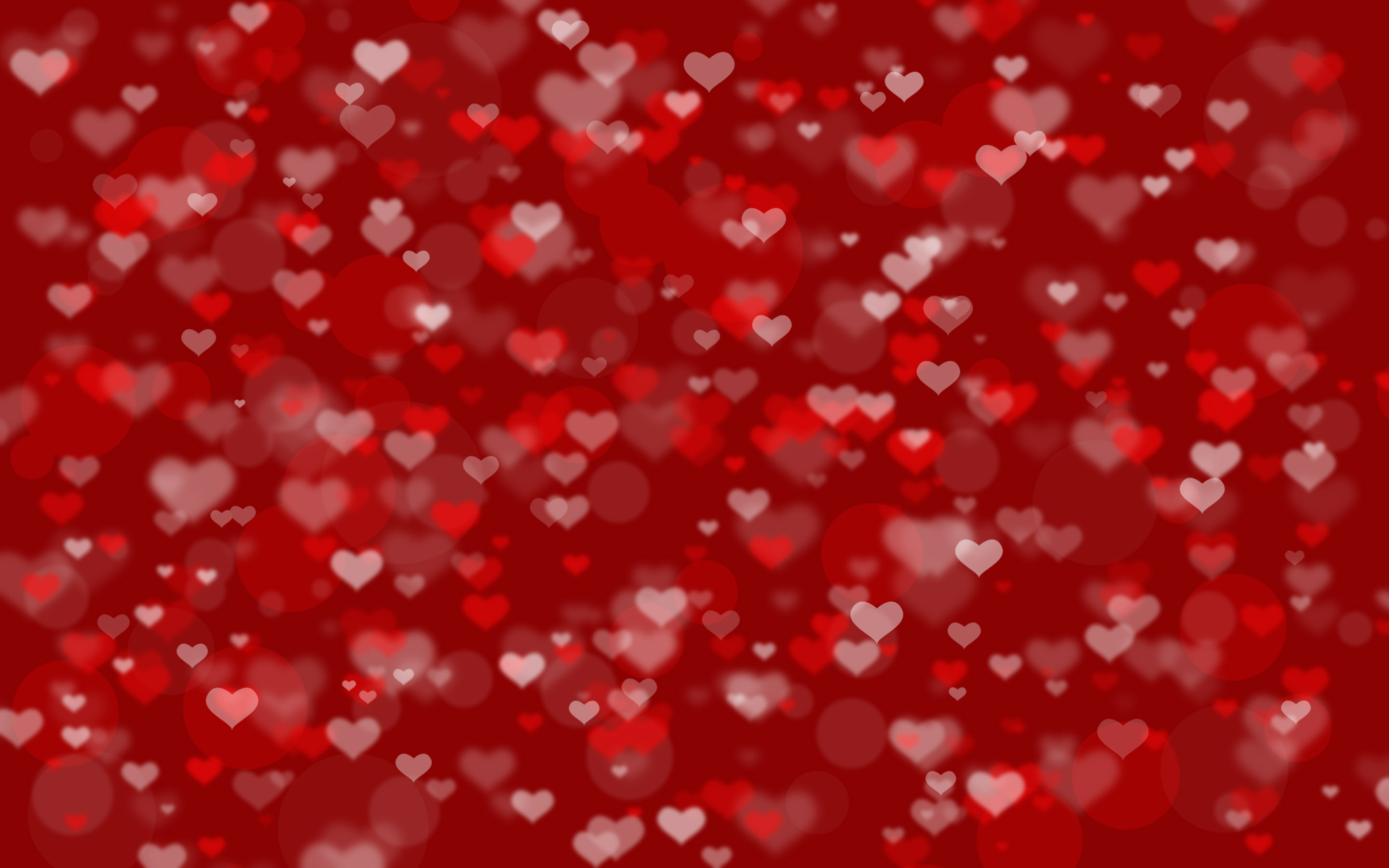 Cuori rossi, Bokeh, Motivo, 2K, wallpaper desktop