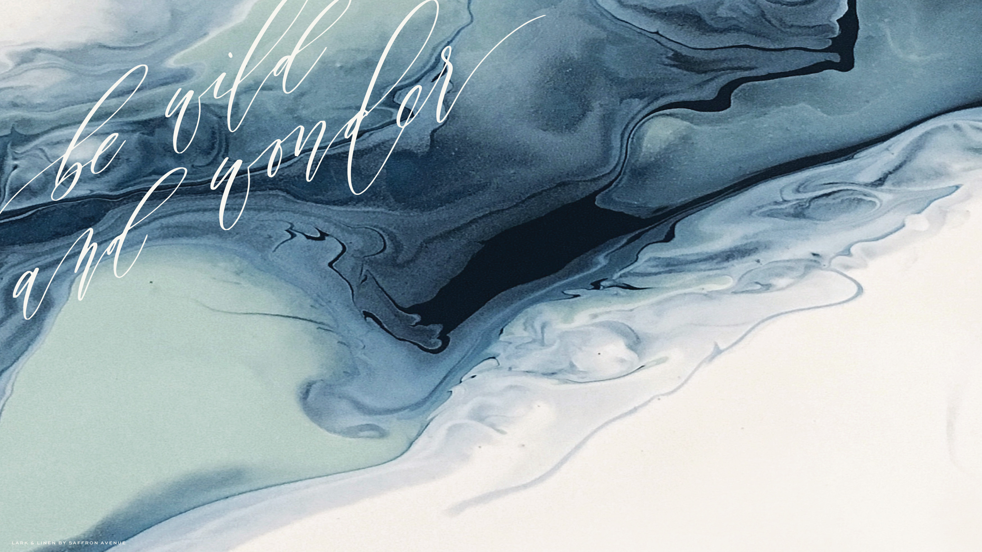 Marmorizzato, Be wild and wonder, Calligrafia, Blu, 2K, sfondo desktop
