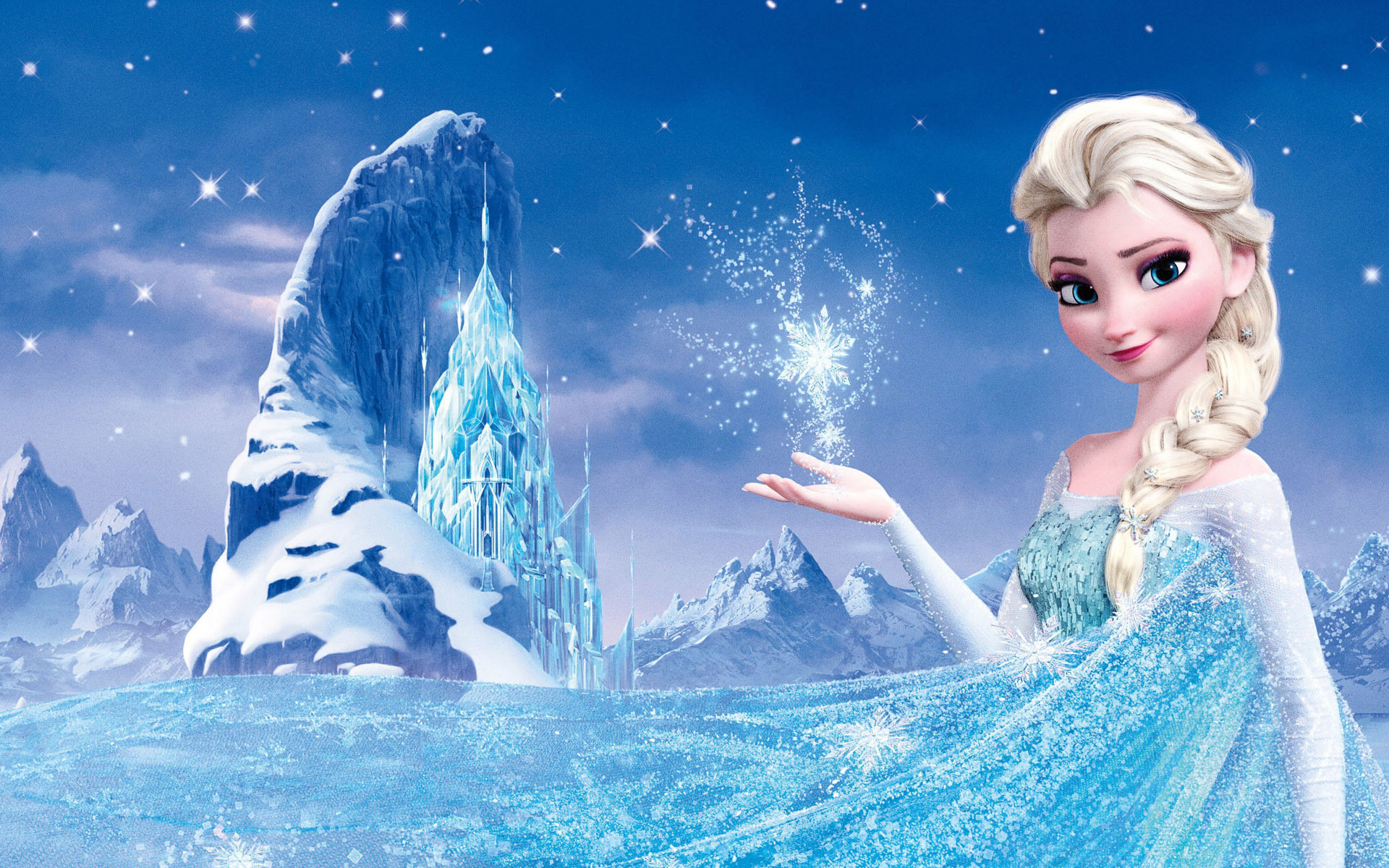 Elsa, Frozen - Il regno di ghiaccio, Palazzo di ghiaccio, Montagne, sfondo desktop Full HD
