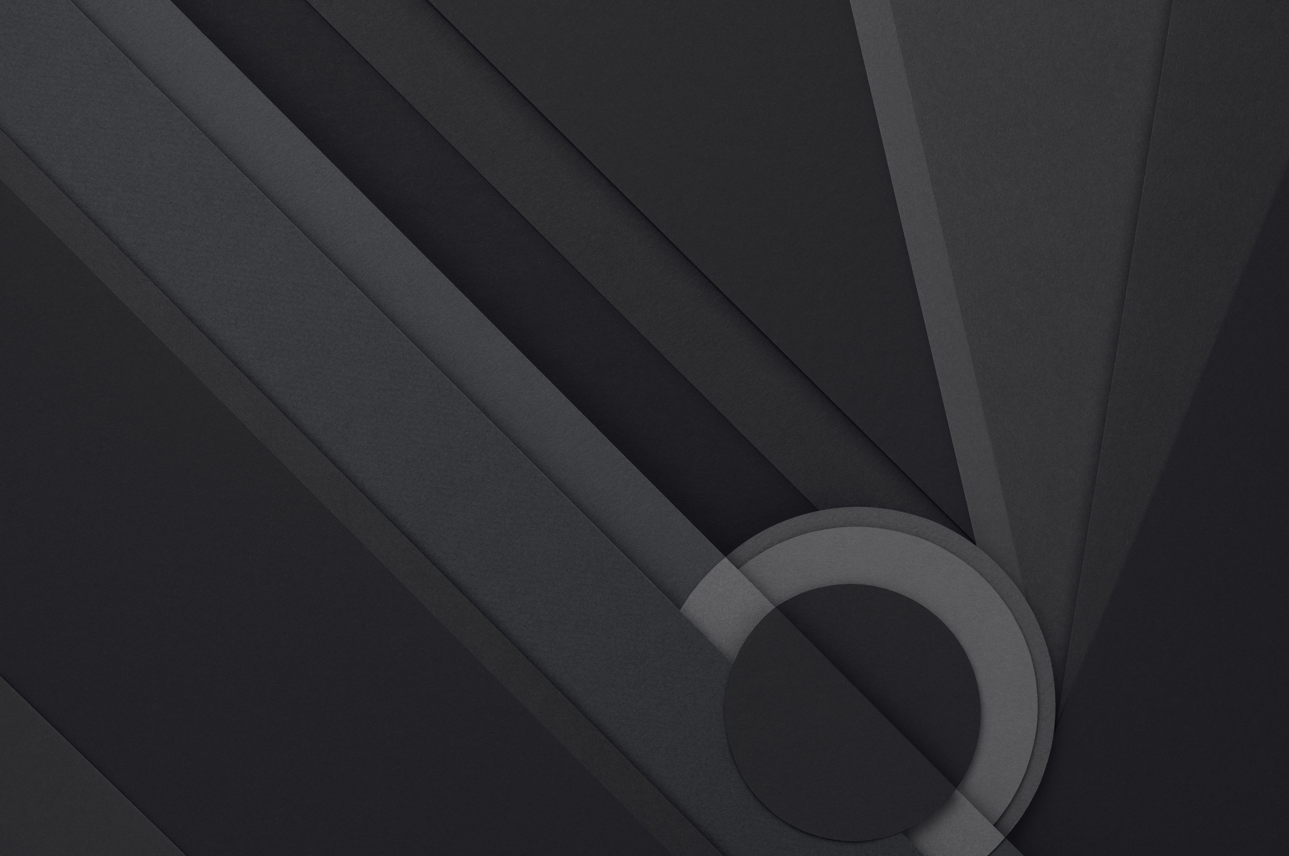 Material Design, Grigio scuro, Cerchio, Strati, Dark, 2K, sfondo Windows 11