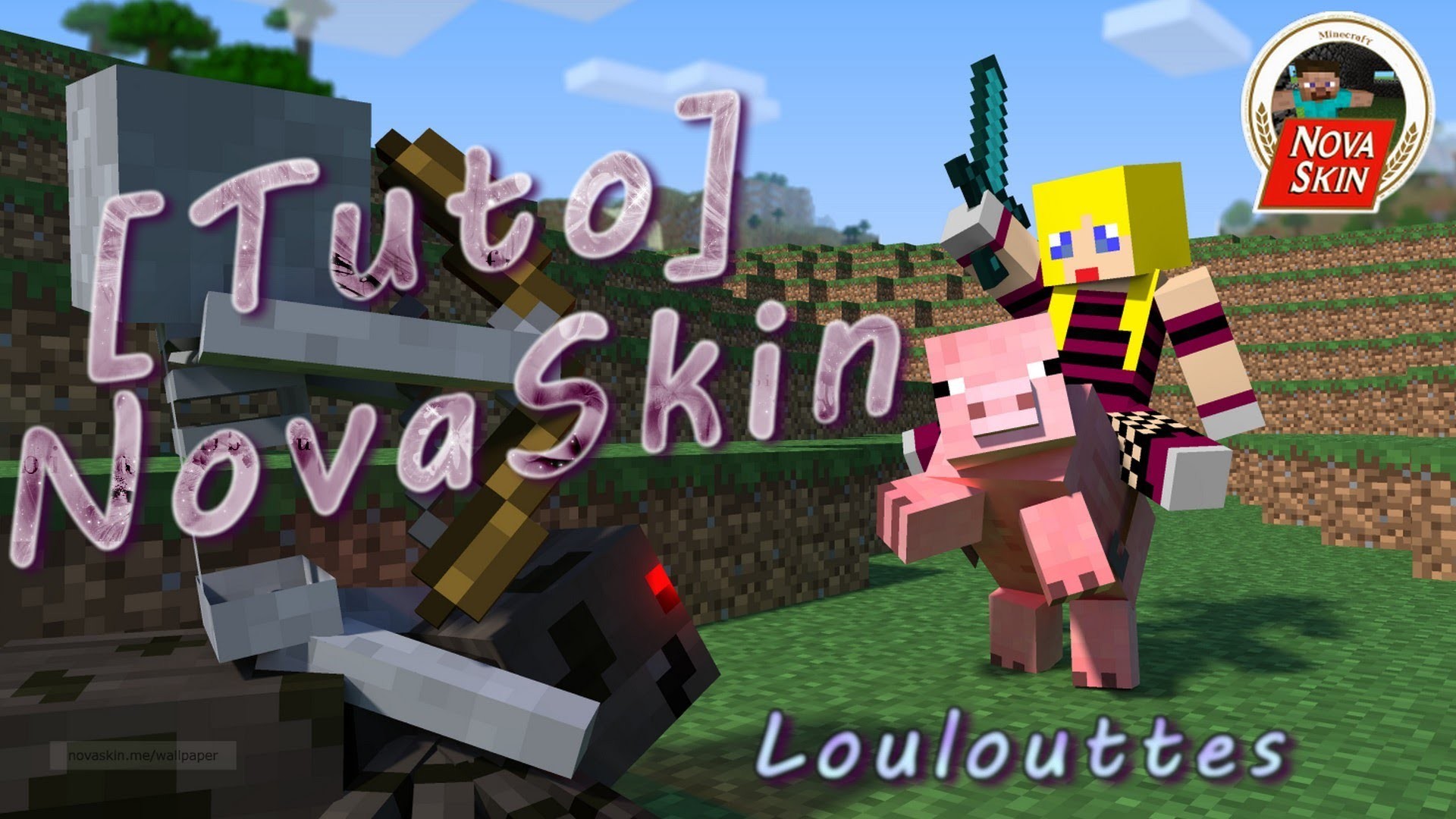Novaskin, Minecraft, Tutorial, Maiale, Logo, Full HD, sfondo per portatile
