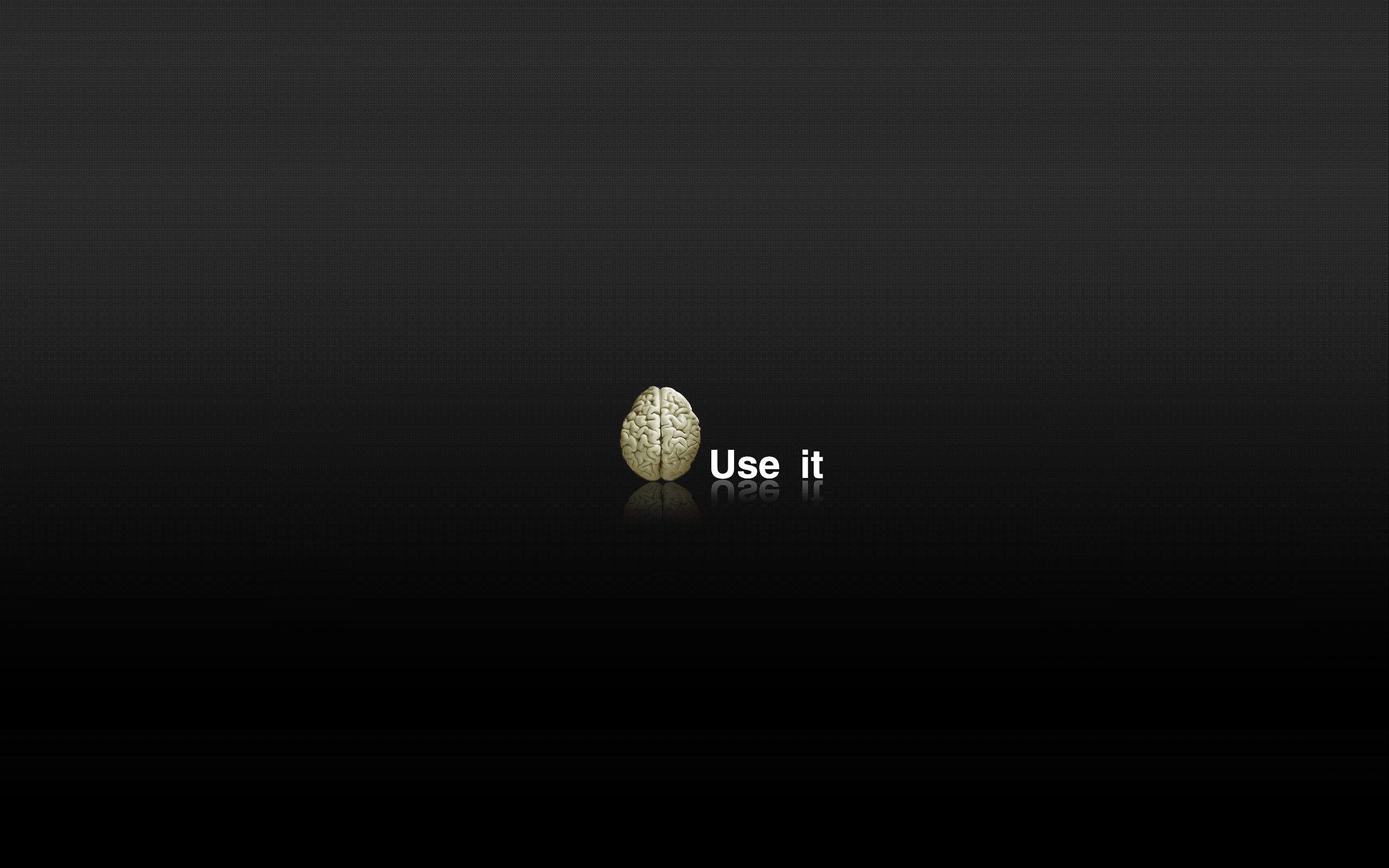 Cervello, Use It, Minimalismo, Sfondo nero, 2K, wallpaper desktop