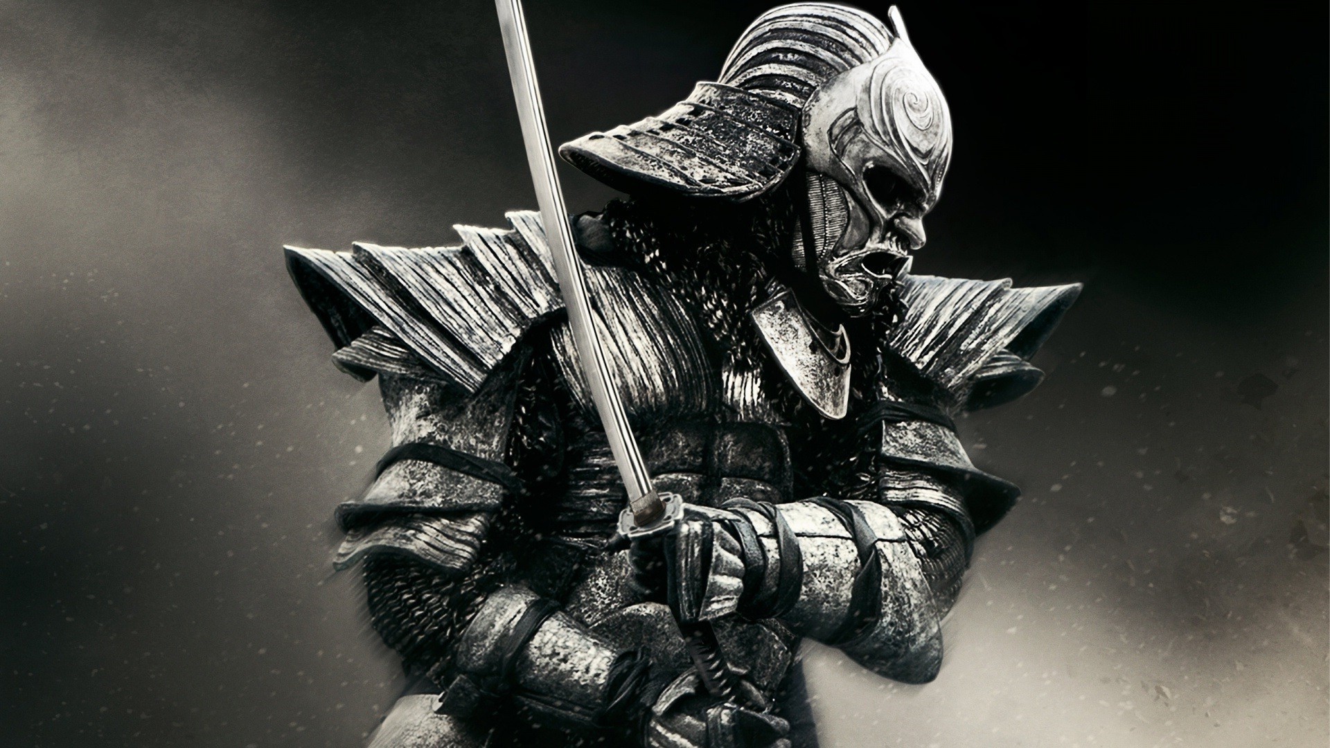 Guerriero, Armatura, Katana, Bianco e nero, Full HD, sfondo desktop
