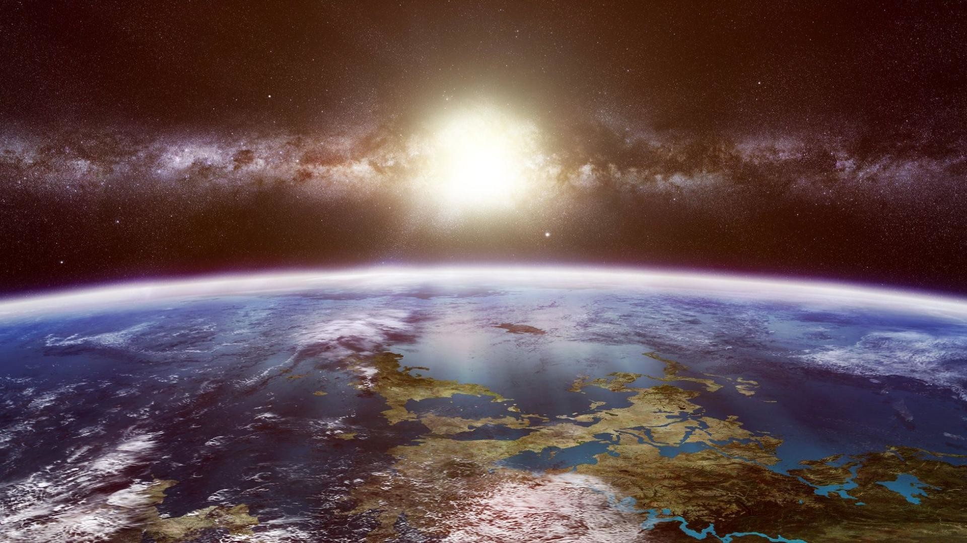 Terra, Sole, Vista dallo spazio, Full HD, sfondo per PC
