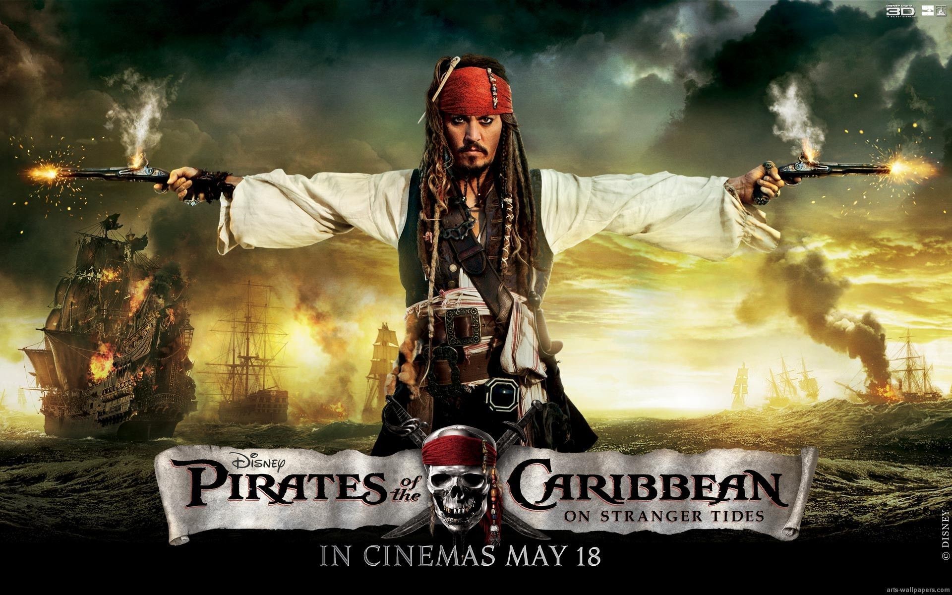 Jack Sparrow, Johnny Depp, Pirati dei Caraibi: Oltre i confini del mare, Poster, Pistole, sfondo desktop