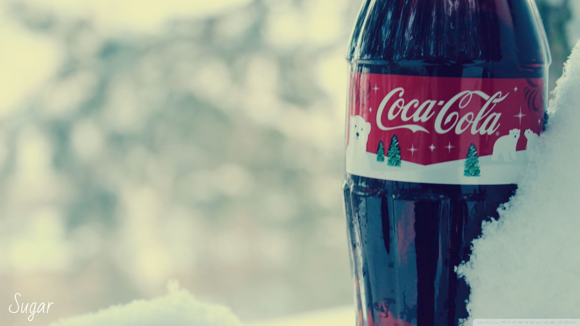 Coca-Cola, Bottiglia natalizia, Neve, Inverno, Full HD, sfondo per PC