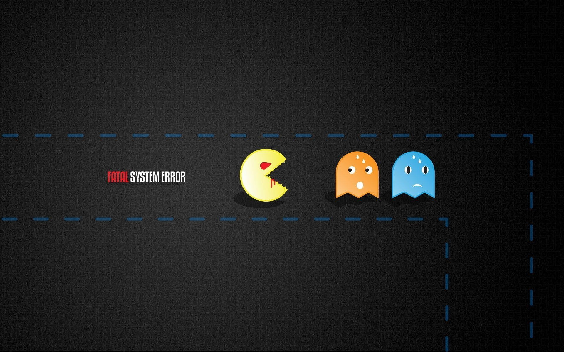 Pac-Man, Fantasmi, Fatal system error, Minimalista, sfondo PC Full HD